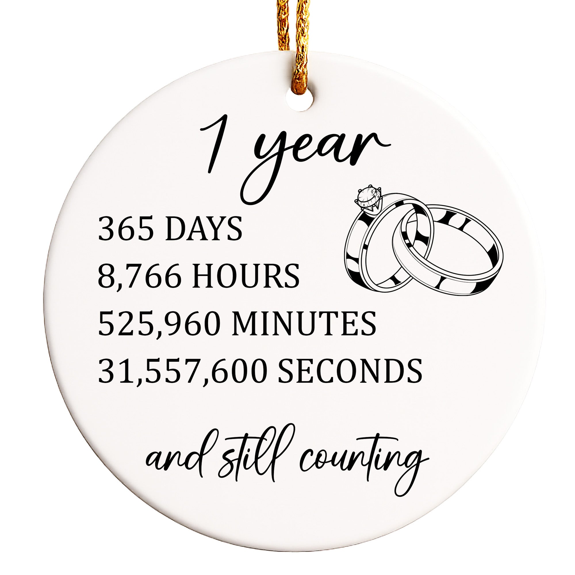 Personalized 1st Anniversary Ceramic Ornament - Celebrating One Year of Love with Custom Engraving - Image 1