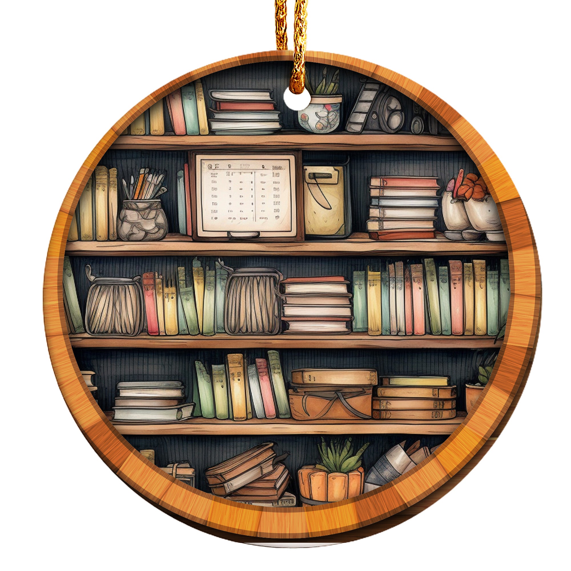 Personalized Bookshelf Ceramic Ornament - Customizable Literary Keepsake for Book Lovers and Bibliophiles - Image 1