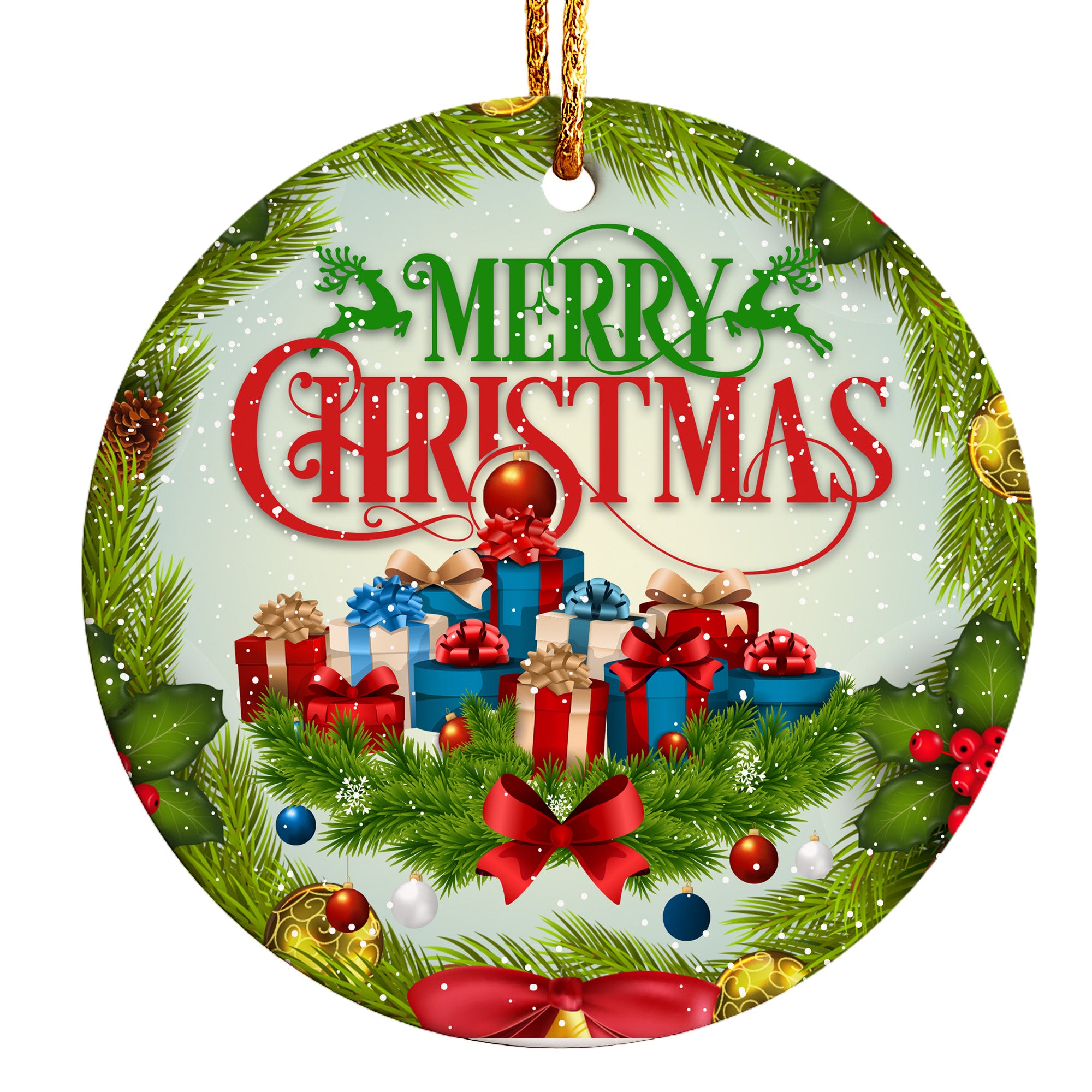Personalized Merry Christmas Ceramic Ornament - Handcrafted Gift with Custom Options for a Festive Touch - Image 1
