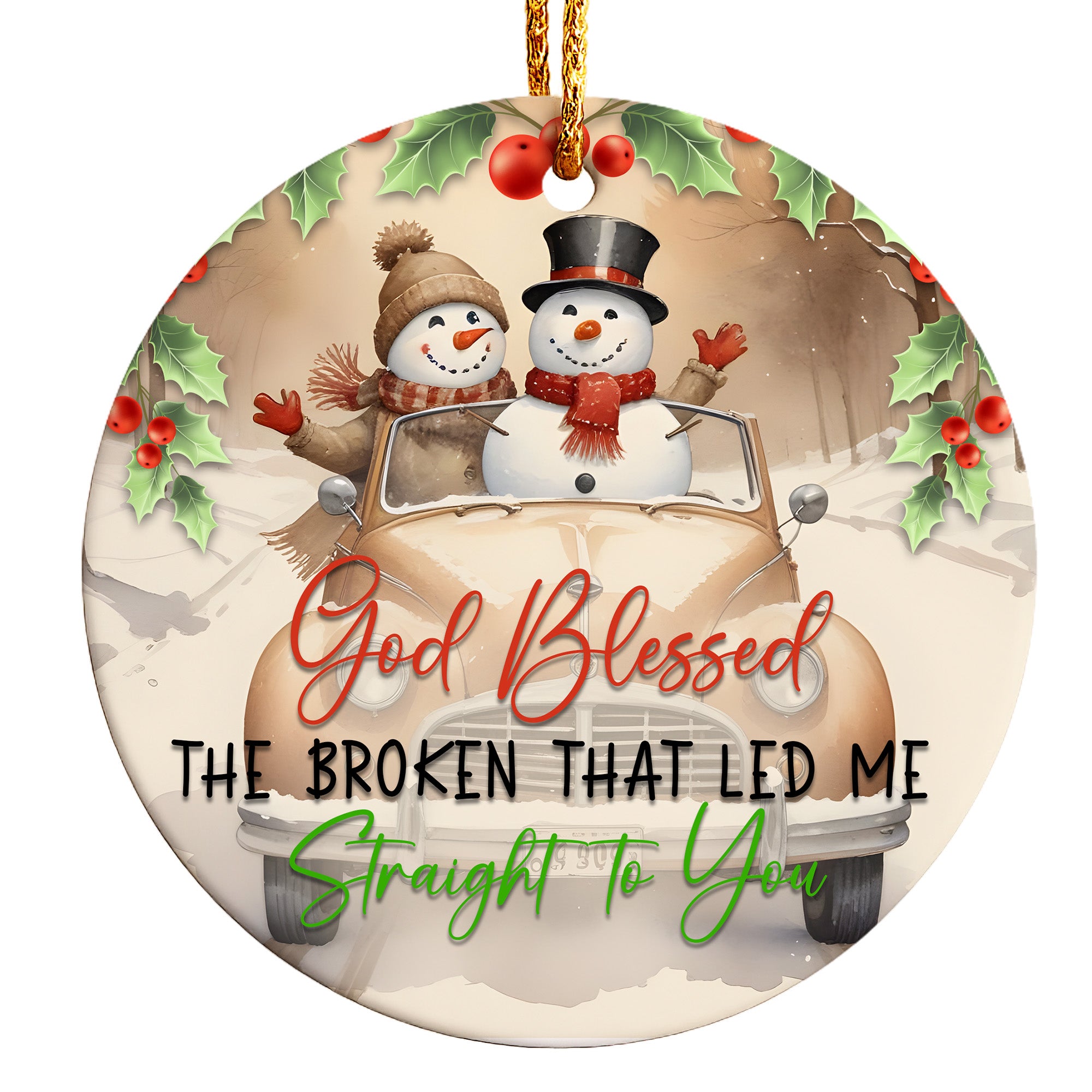 Personalized Snowman Ceramic Ornament – Charming Holiday Keepsake with Heartfelt Message for Loved Ones - Image 1