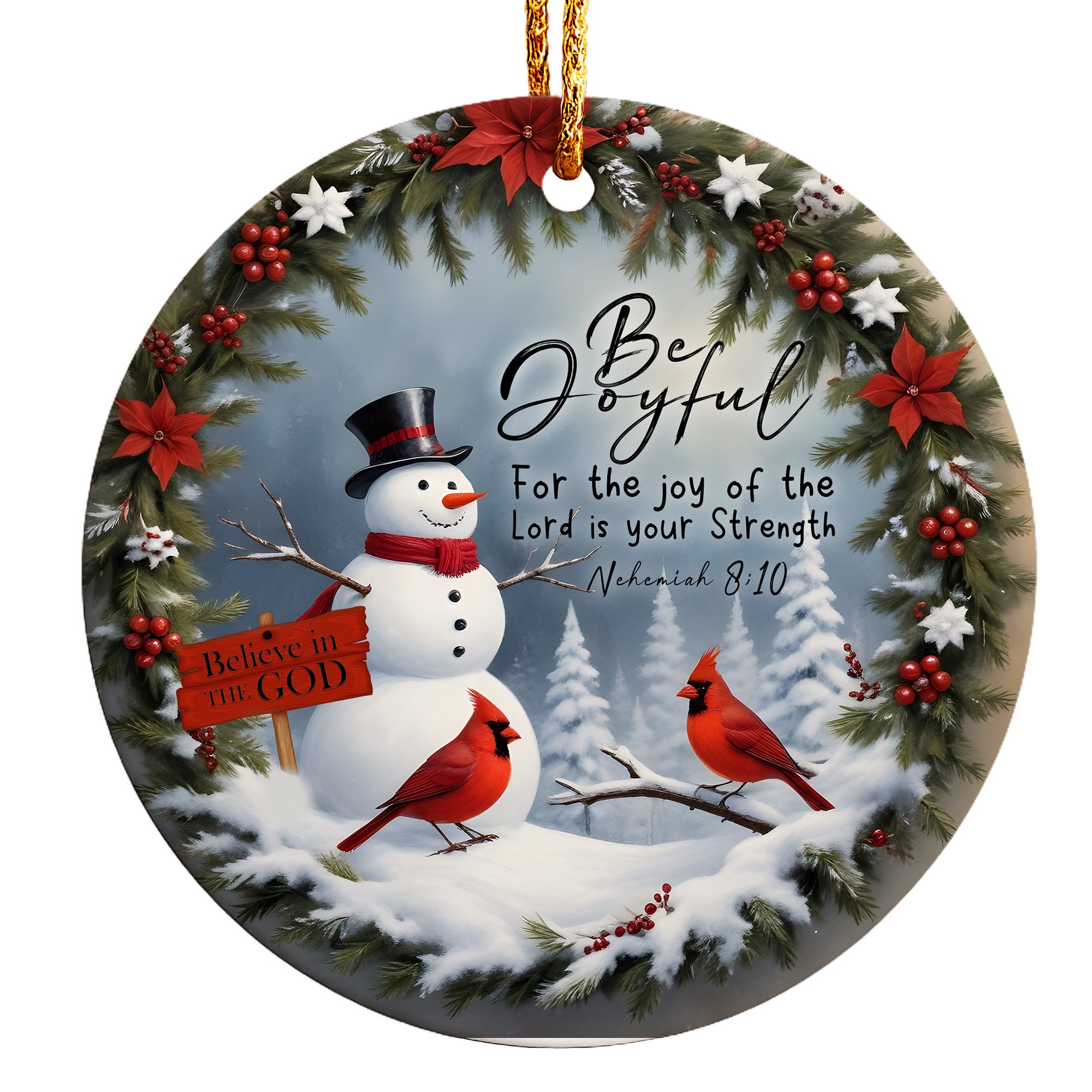 Personalized Handmade Joyful Snowman Ceramic Ornament - Perfect Holiday Gift with Biblical Inspiration - Image 1