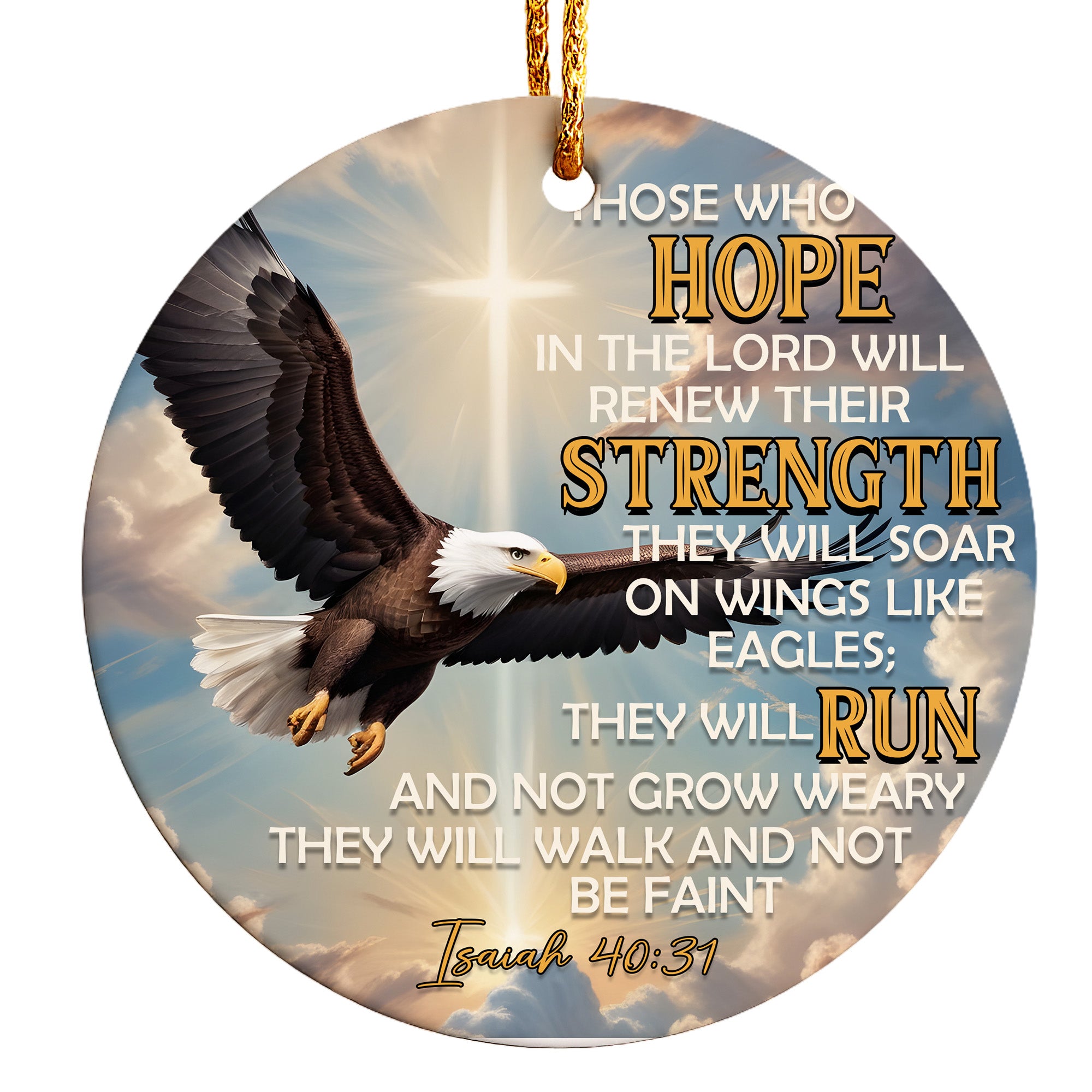Personalized Eagle Faith Ceramic Ornament – Inspirational Isaiah 40:31 Decor, Perfect for Uplifting Gifts - Image 1