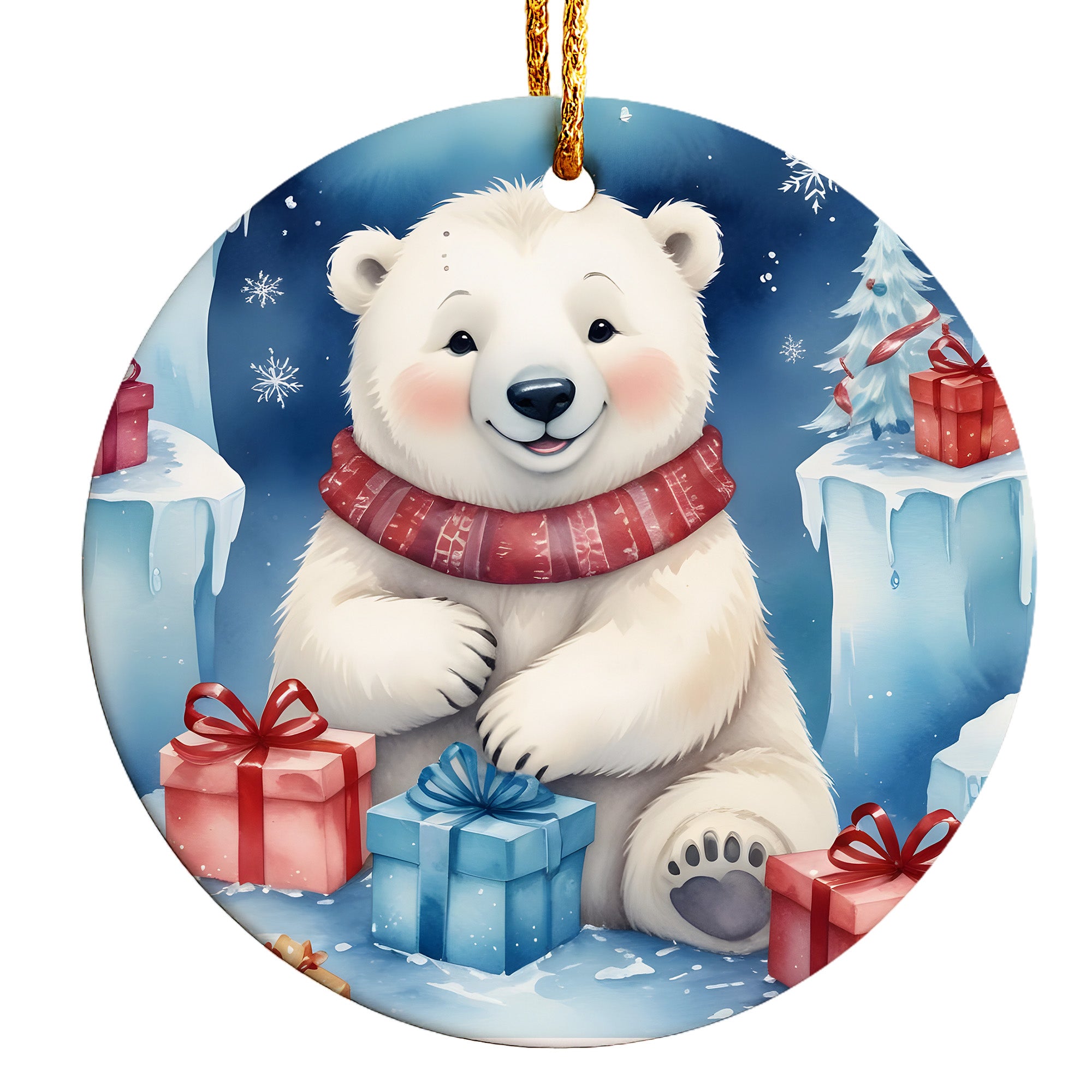 Personalized Polar Bear Christmas Ornament – Handmade Ceramic Gift with Cute Winter Design for Holiday Magic - Image 1