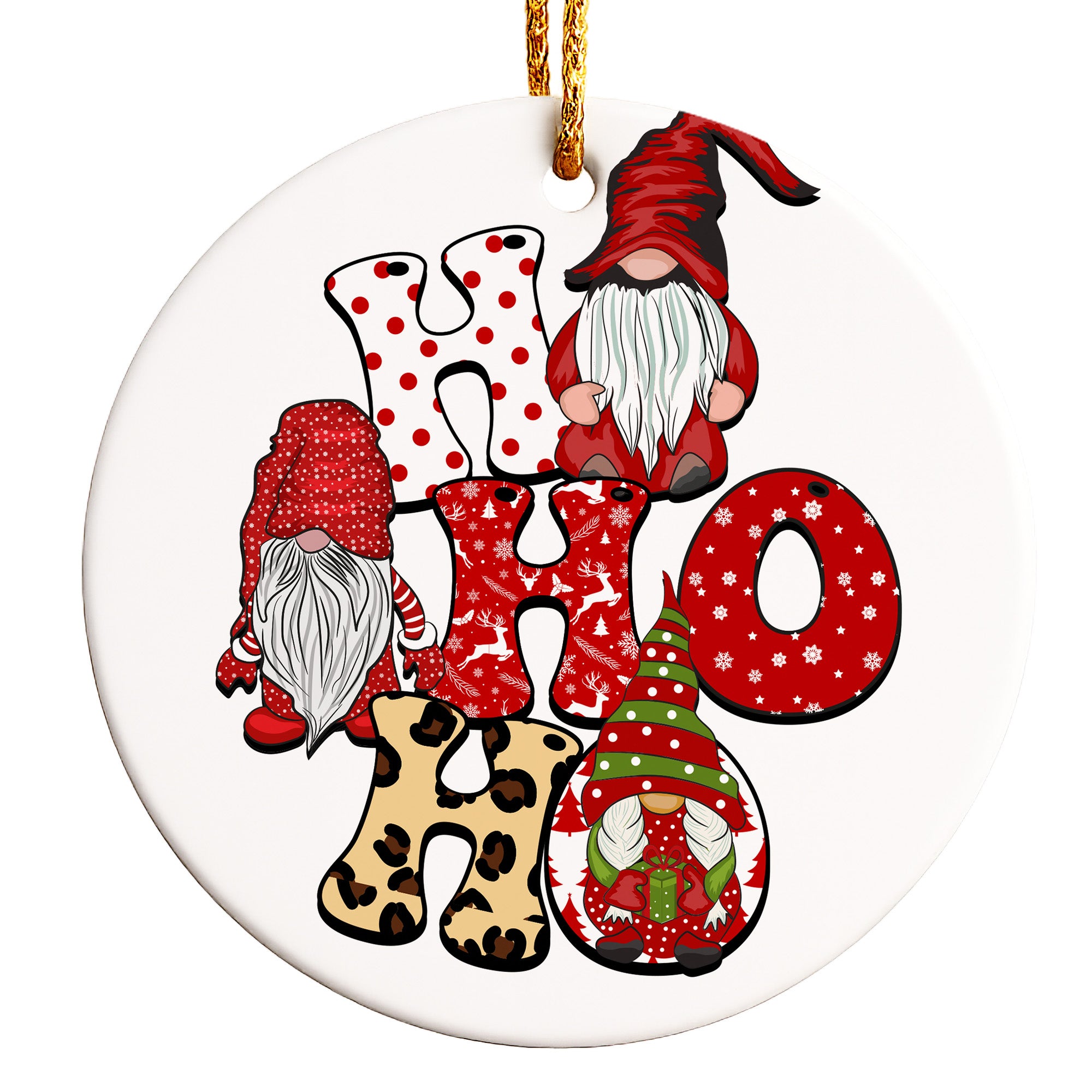 Personalized Santa Gnome Ceramic Ornament - Festive Holiday Decor with Customization Options for Christmas Tree - Image 1