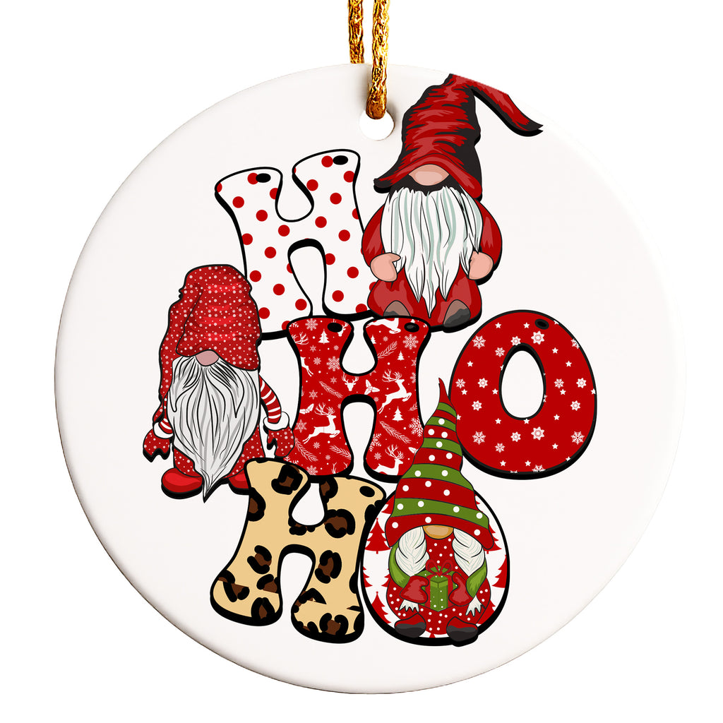 Personalized Santa Gnome Ceramic Ornament - Festive Holiday Decor with Customization Options for Christmas Tree - Image 1