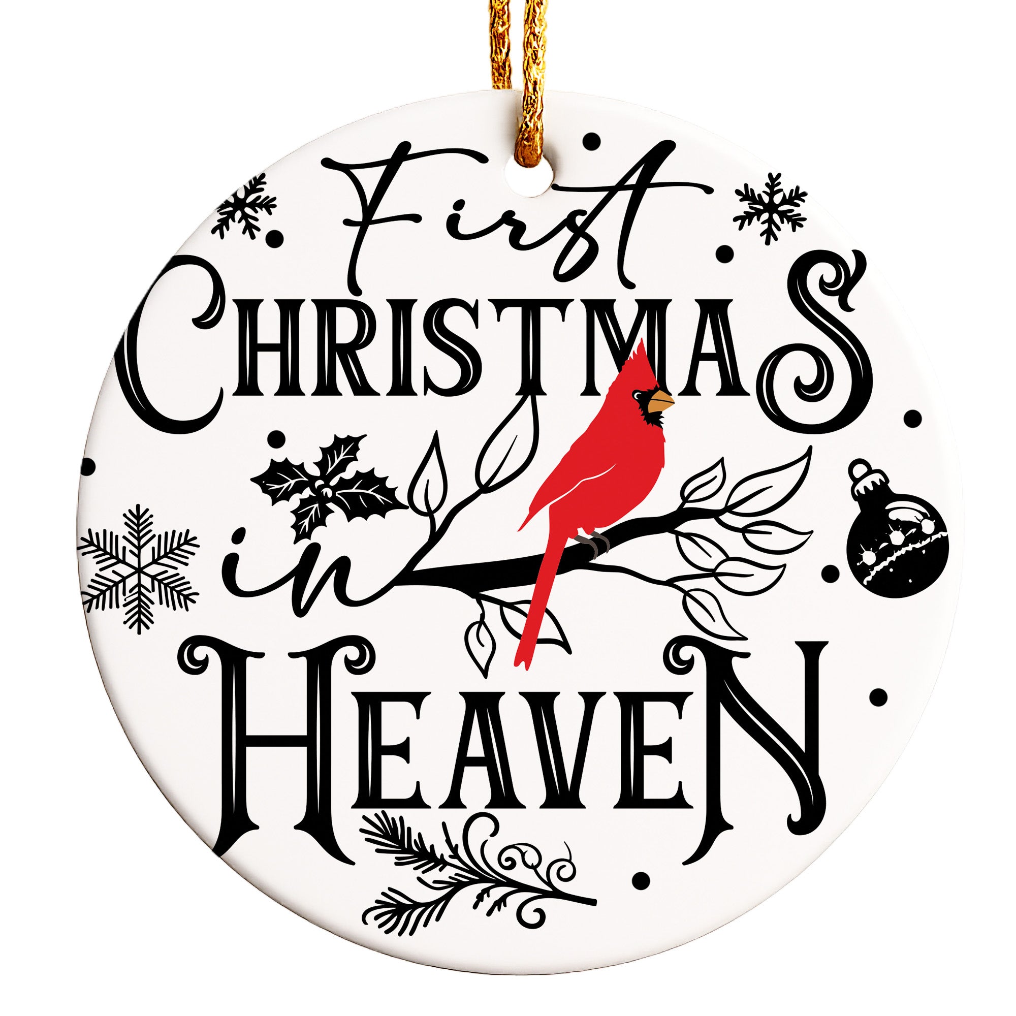 Personalized "First Christmas in Heaven" Ceramic Ornament with Cardinal Design - Thoughtful Memorial Gift - Image 1