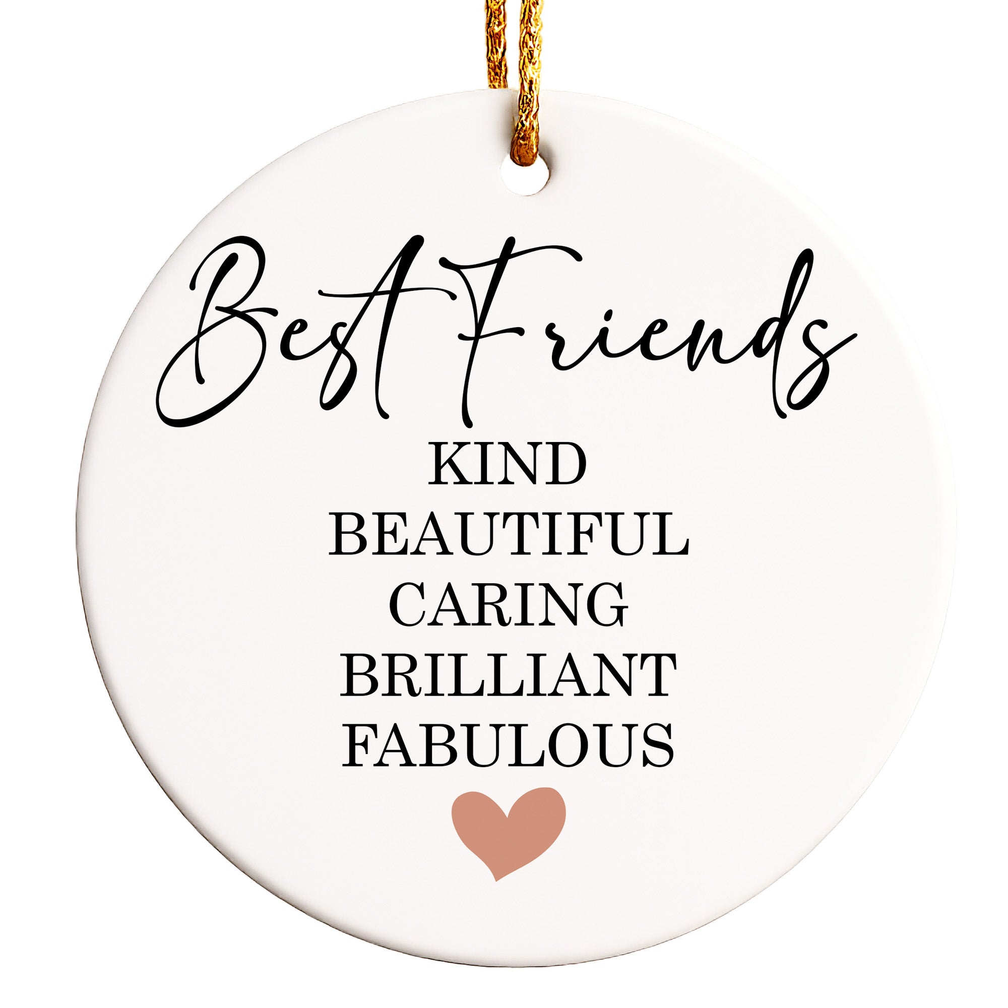 Personalized Best Friends Ceramic Ornament - Elegant Handmade Keepsake with Heartfelt Message, Gift for Friendship Celebrations - Image 1