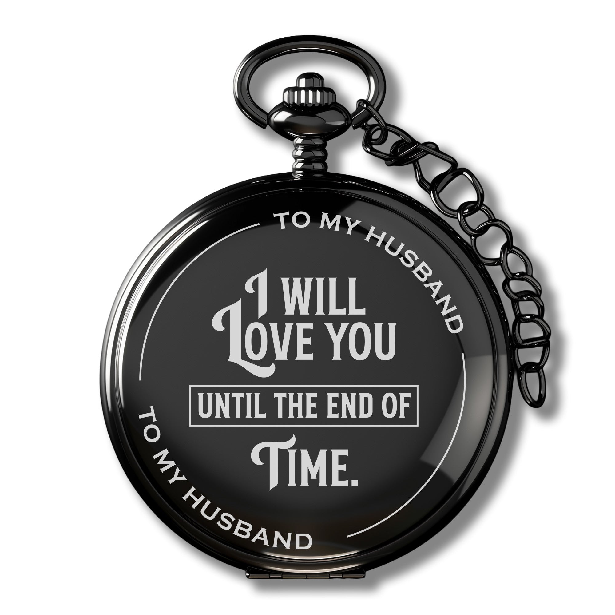 Personalized Engraved Pocket Watch for Husband - Timeless Gift of Love with Custom Message - Image 1