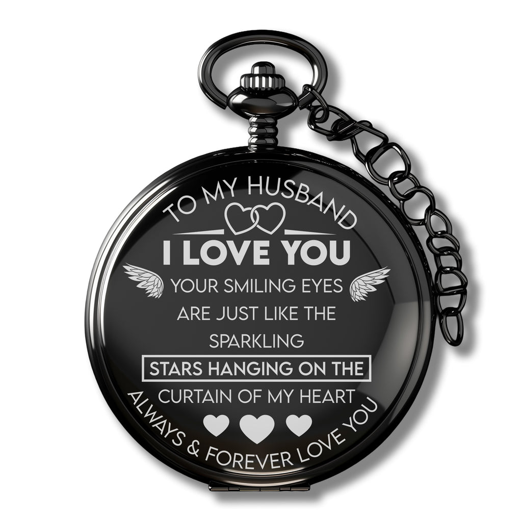 Elegant Personalized Pocket Watch for Husband - Handcrafted Love Message Engraving, Perfect for Anniversaries & Special Occasions - Image 1