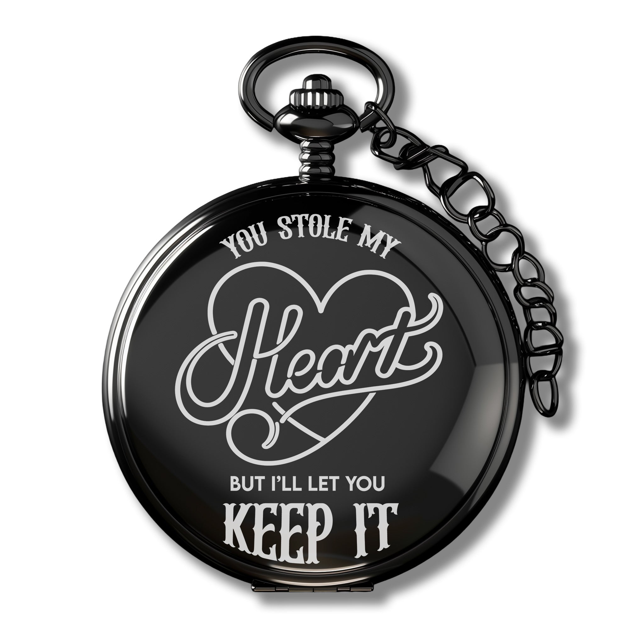 Personalized Engraved Pocket Watch - "You Stole My Heart" Romantic Keepsake Gift for Loved Ones - Image 1