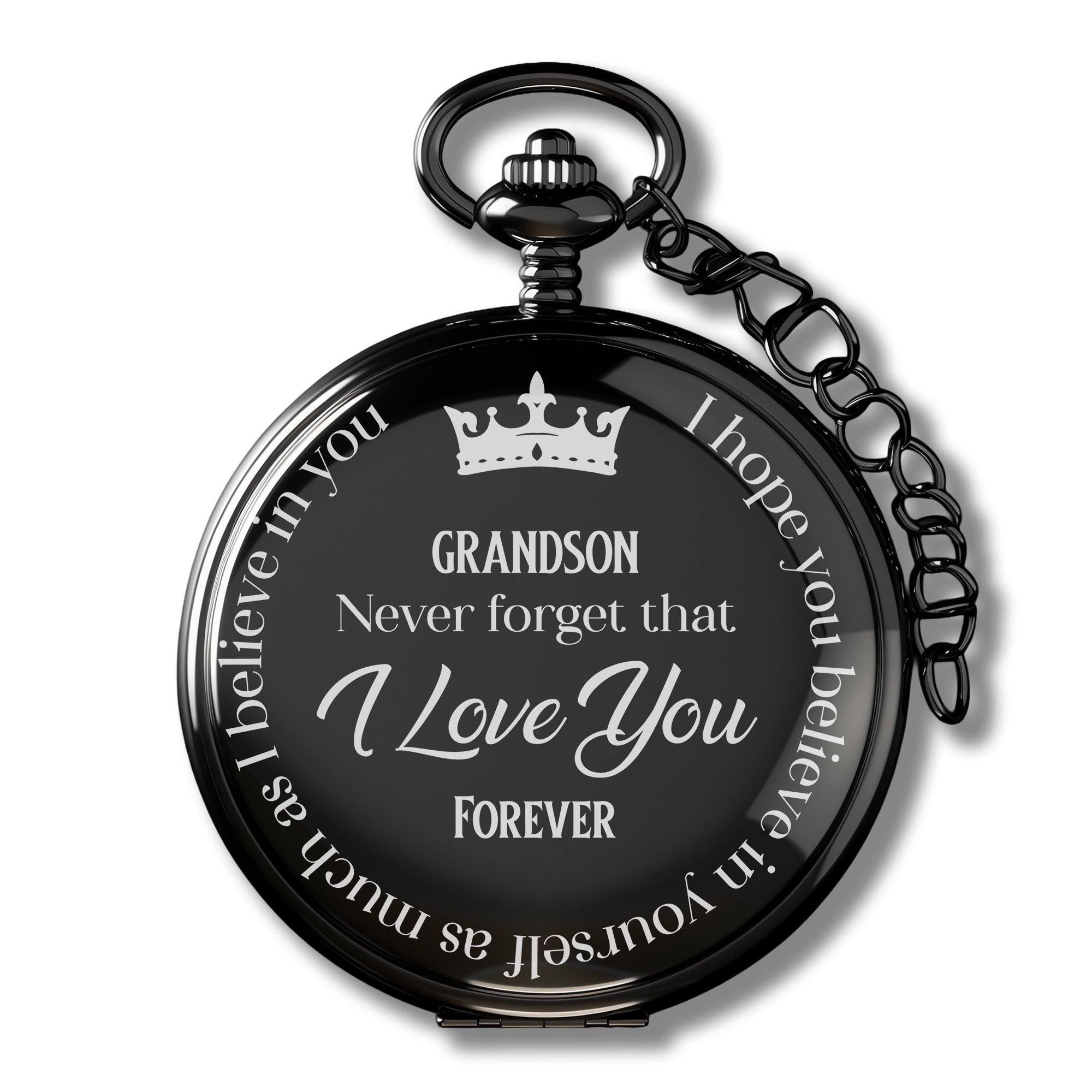 Personalized Engraved Pocket Watch for Grandson - Timeless Keepsake with Loving Message and Durable Craftsmanship - Image 1