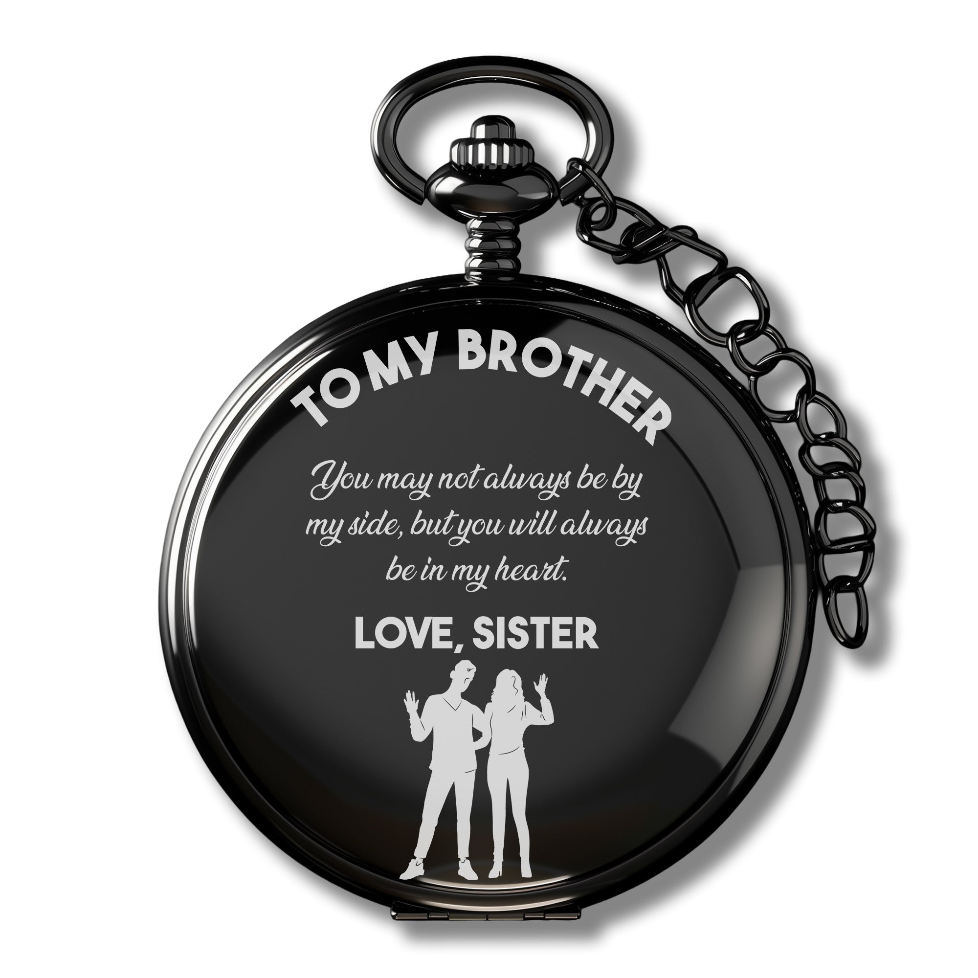 Personalized Engraved Pocket Watch for Brother – Timeless Keepsake Gift from Sister - Image 1