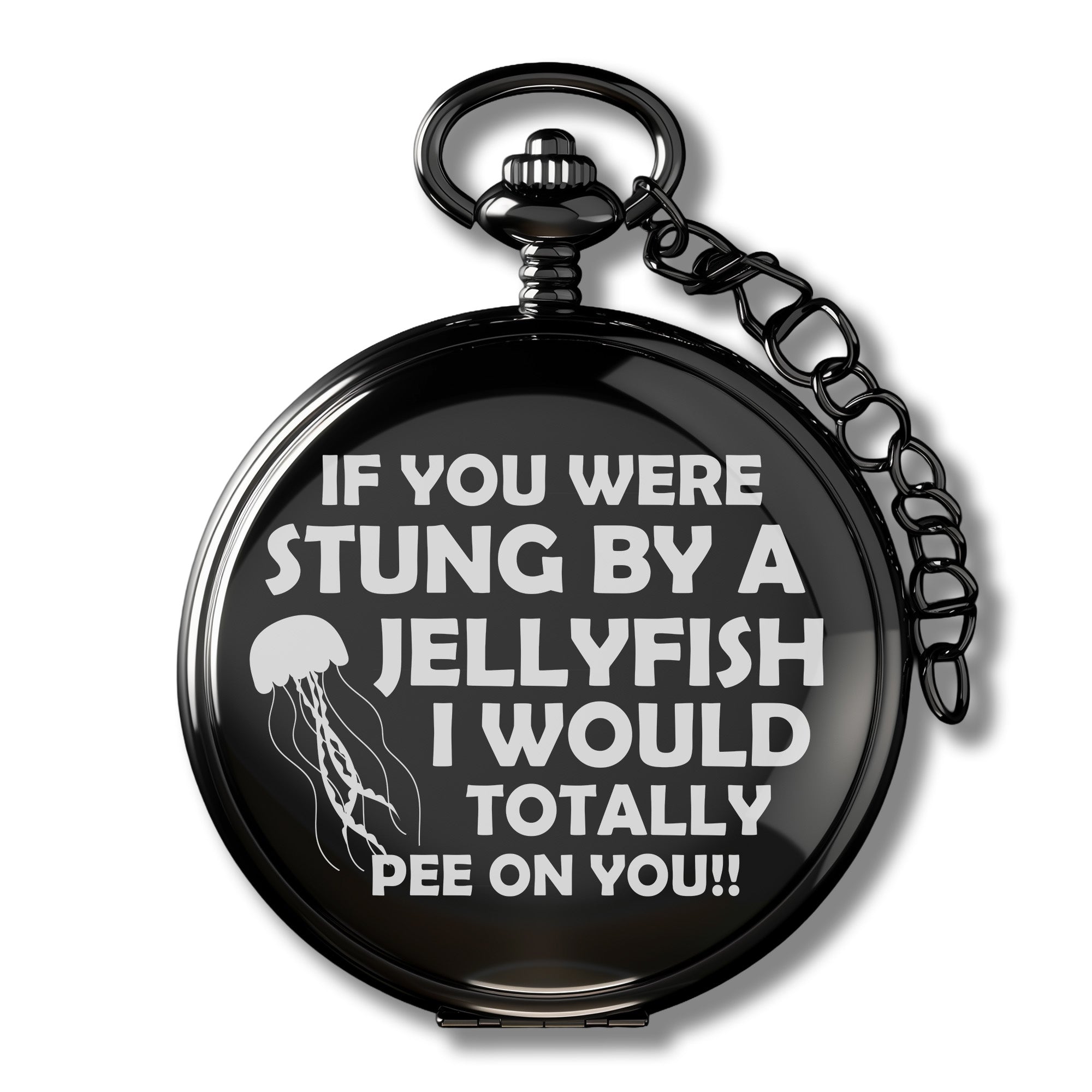 Humorous Personalized Pocket Watch with Jellyfish Design for Unique Gift Giving – Perfect for Beach Lovers - Image 1