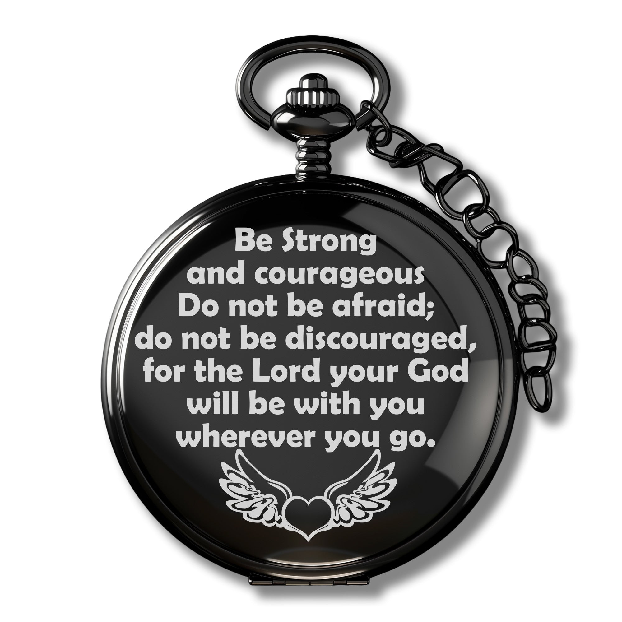 Personalized Inspirational Pocket Watch with Engraved Message - Handcrafted Gift for Courage and Faith – Ideal for Birthdays, Anniversaries, and Milestones - Image 1