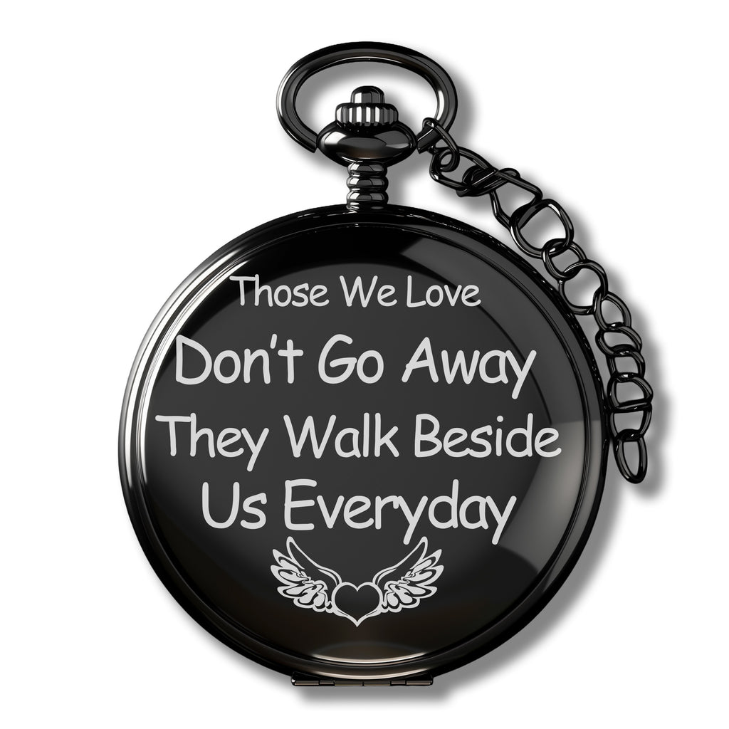 Personalized Memorial Pocket Watch - Elegant Black Finish with Heartfelt Engraving - Thoughtful Gift for Loved Ones - Image 1