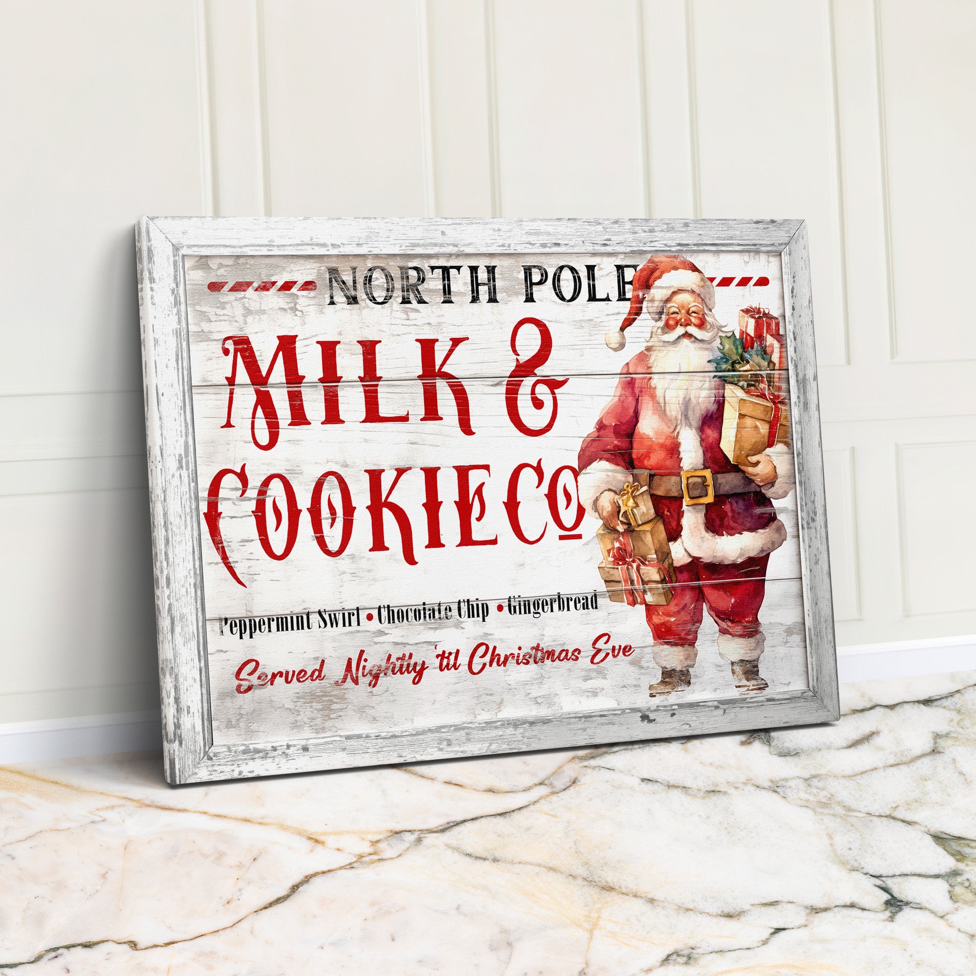 Personalize Your Christmas with Custom North Pole Milk & Cookie Co Wrapped Canvas - Ideal Holiday Gift - Image 1