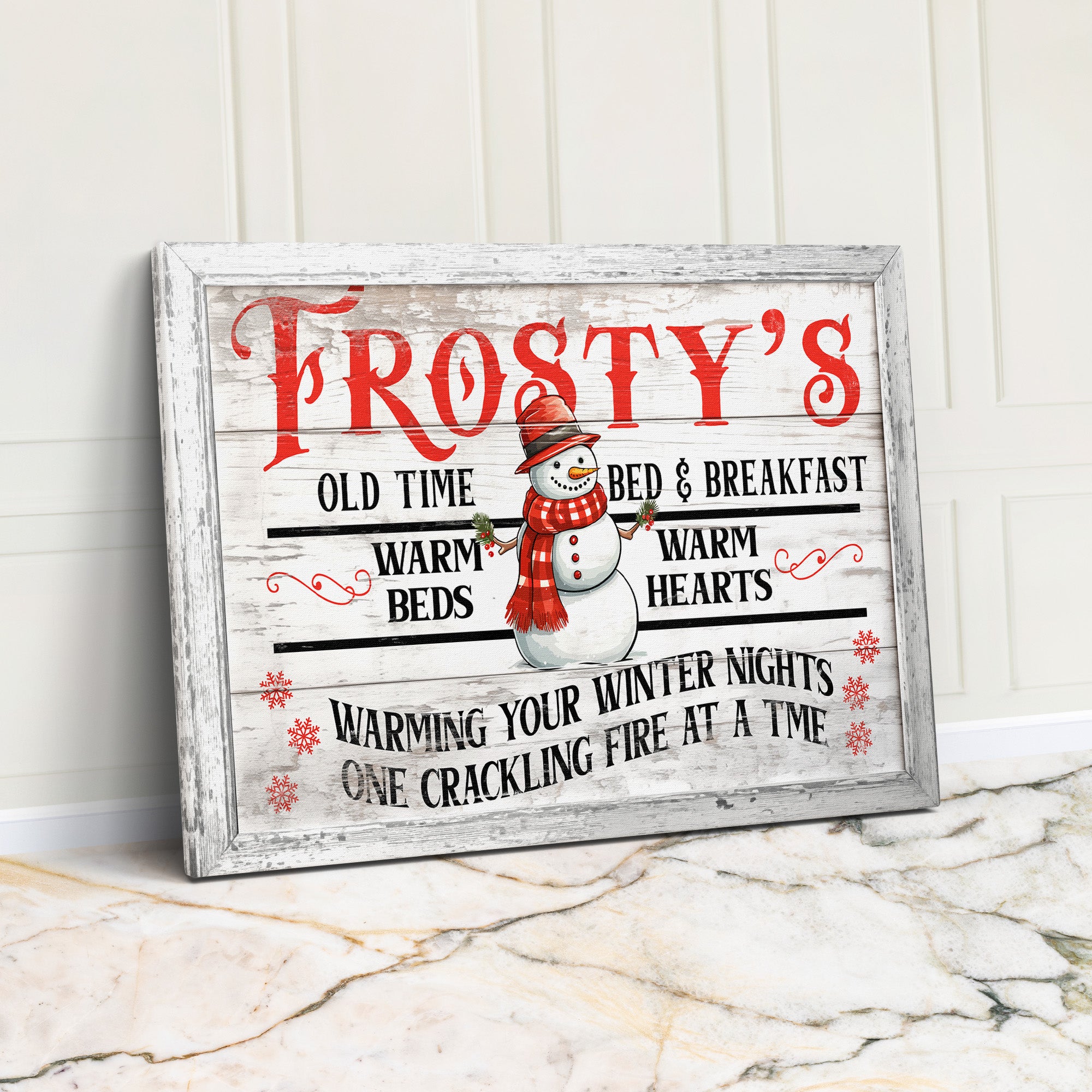 Personalized "Frosty's Old Time Bed & Breakfast" Wrapped Canvas - Custom Winter Home Decor Gift for Warm Hearts and Cozy Nights - Image 1
