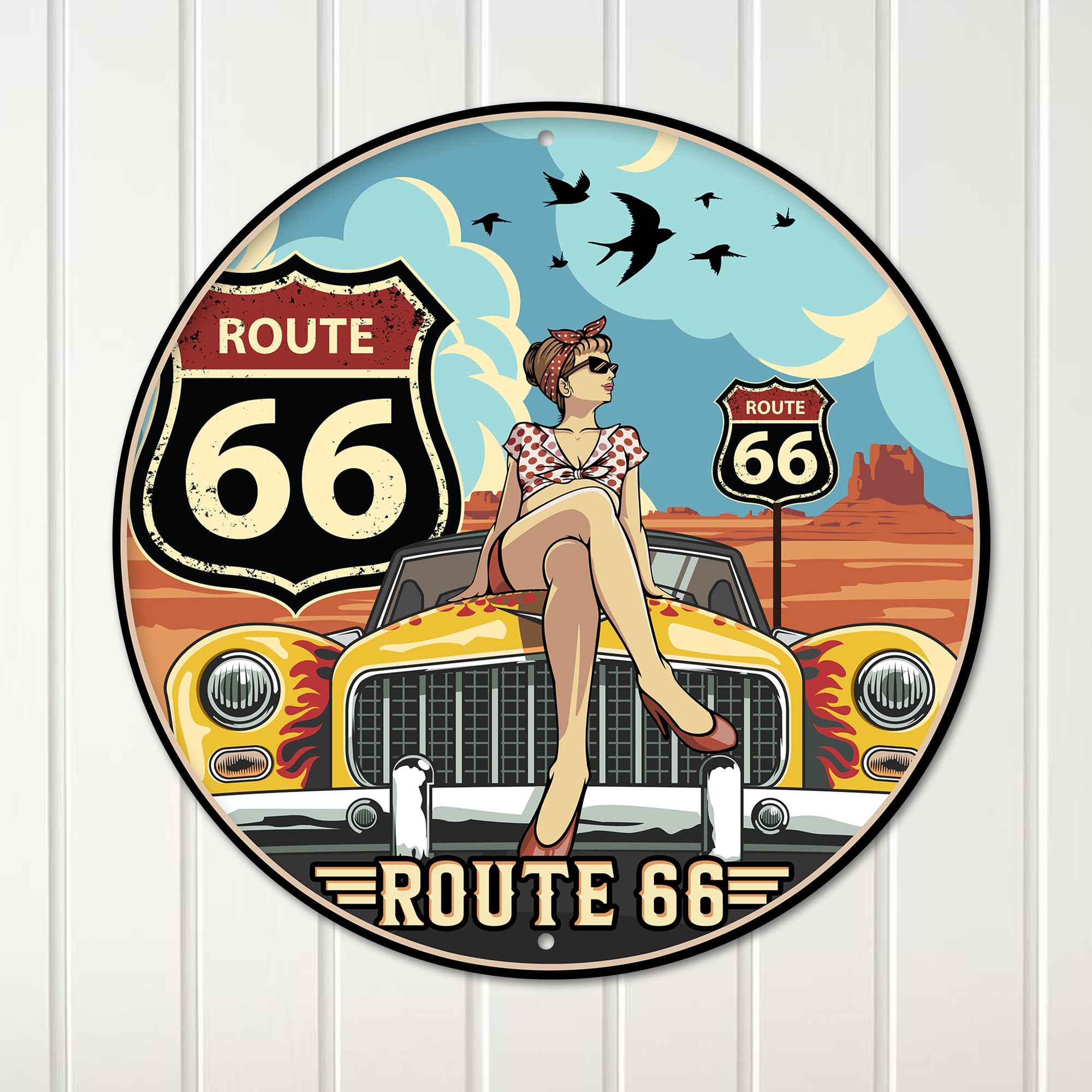 Personalized Route 66 Retro Metal Sign – Vintage Road Trip Decor for Home and Bar, Customizable Gift for Nostalgic Travelers - Image 1