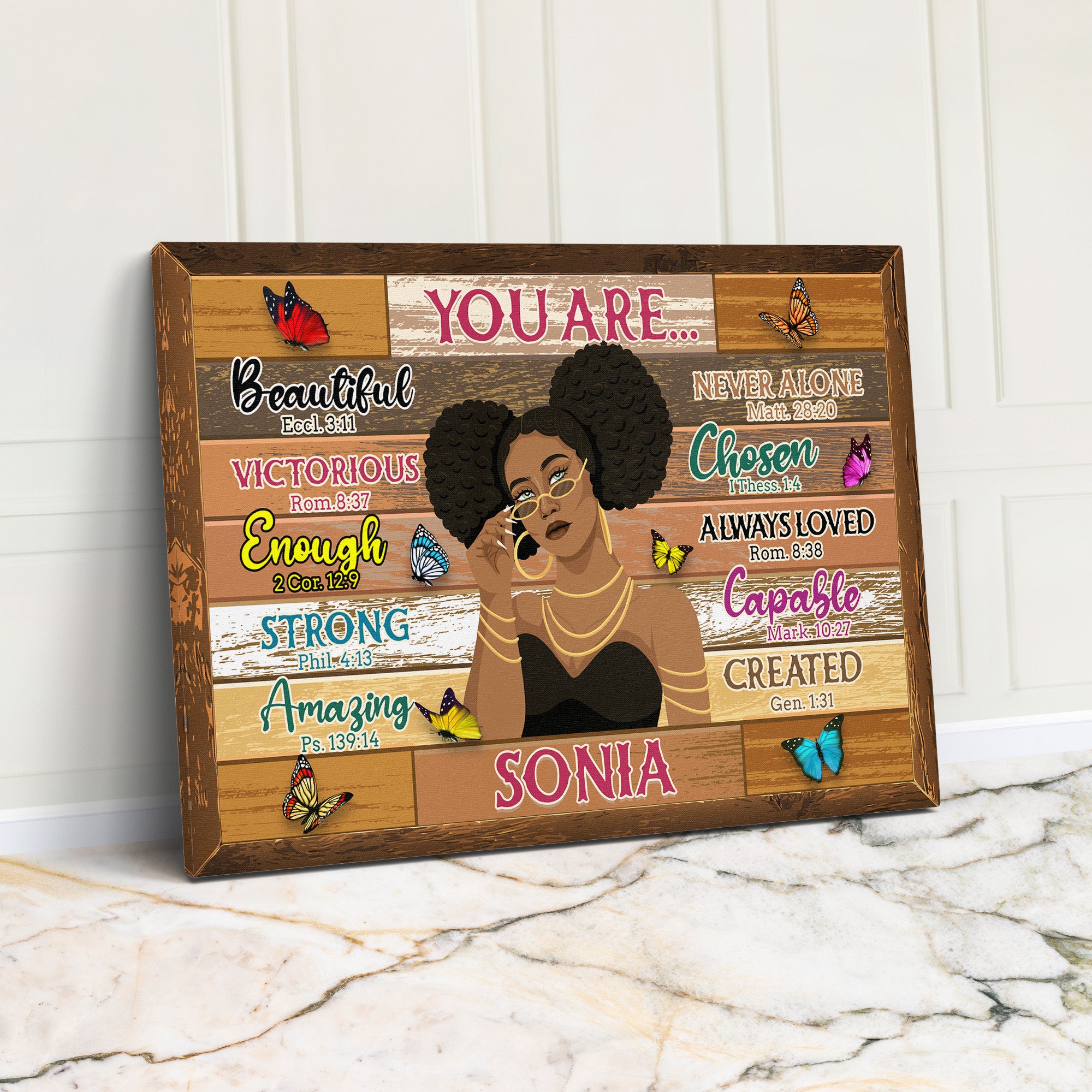 Personalized Inspirational Wrapped Canvas Wall Art - Custom Name & Bible Verses - Perfect Handmade Gift for Her - Image 1