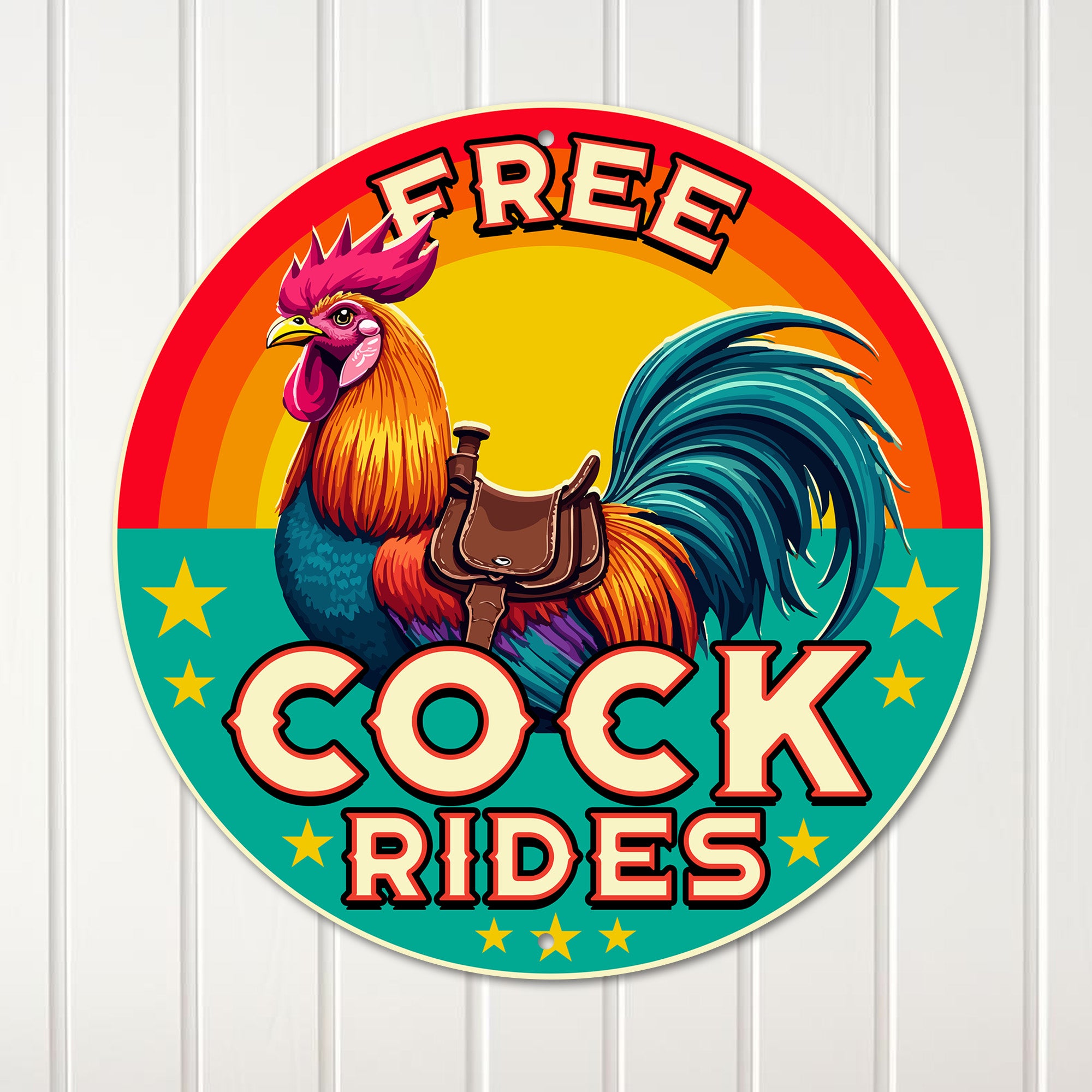 Personalized Retro Rooster Metal Sign - Vibrant Wall Décor for Farmhouse Charm and Unique Gifts - Image 1