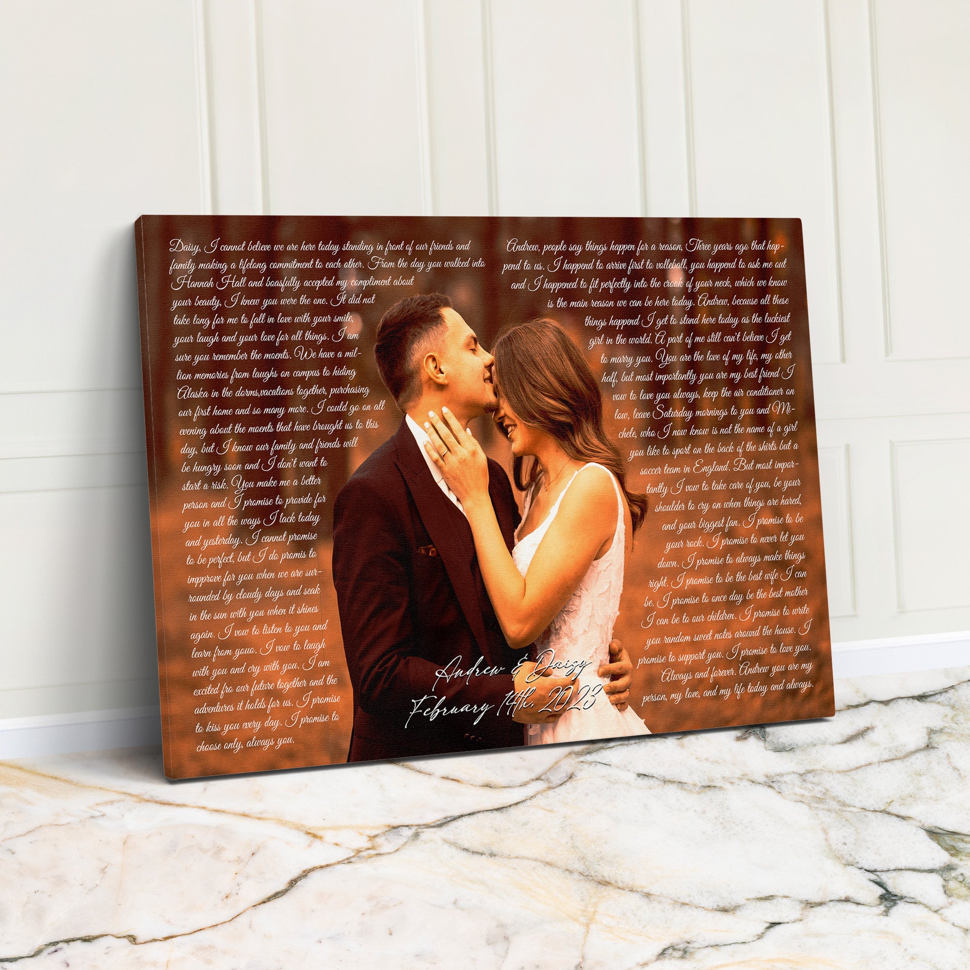Custom Wrapped Canvas with Romantic Photo and Text for Personalized Wedding or Anniversary Gift – Perfect for Couples, Handmade with Premium Materials - Image 1