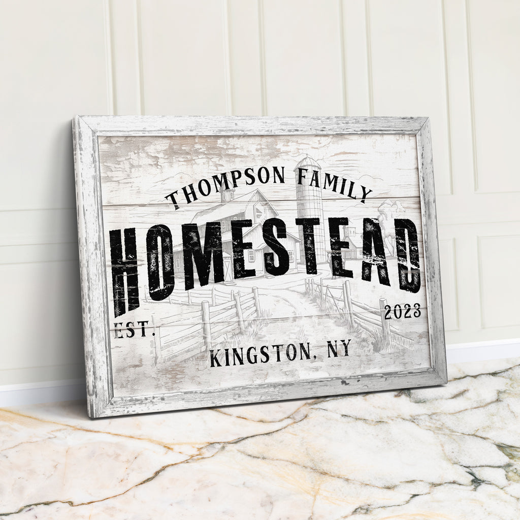 Personalized Rustic Farmhouse Family Name Canvas Sign - Customizable Homestead Wall Art for Home Decor or Gift - Image 1