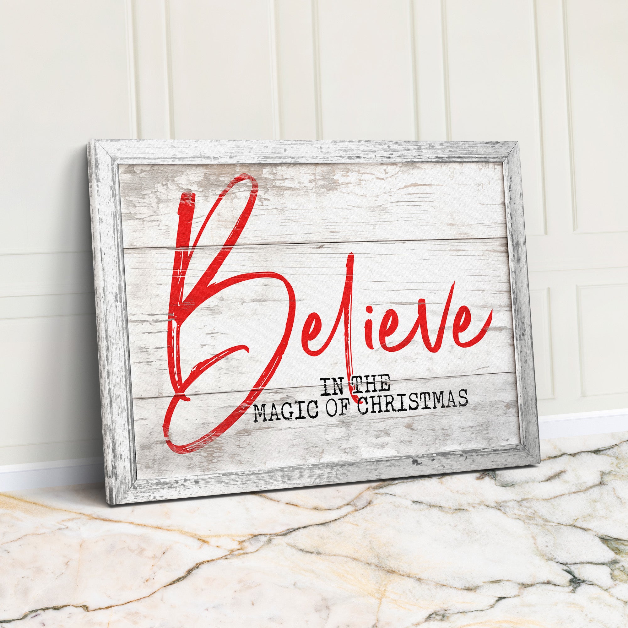 Personalized "Believe in the Magic of Christmas" Rustic Canvas Wall Art – Custom Holiday Decor for Seasonal Charm - Image 1