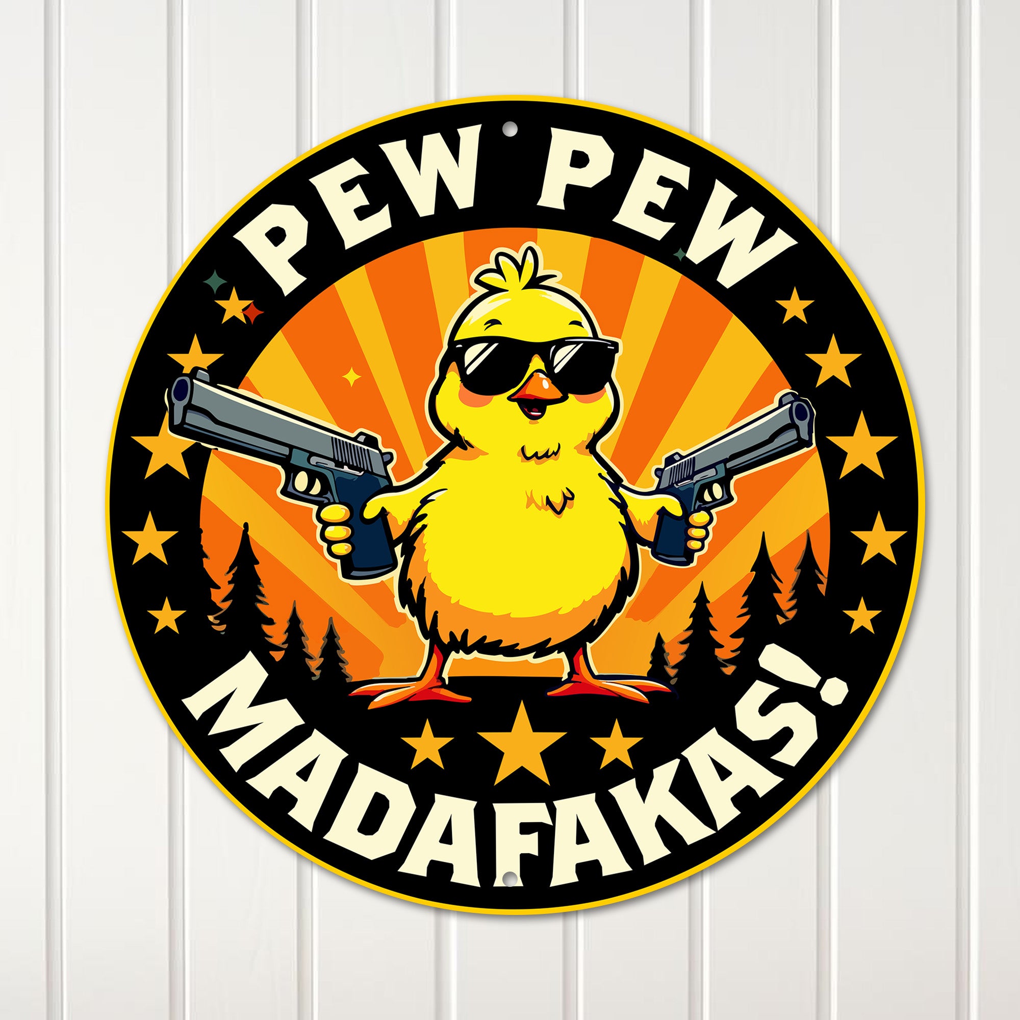 Customizable Round Metal Sign with Quirky Chicken Design - Unique Gift for Humor Lovers, Personalized Wall Art for Home Décor - Image 1