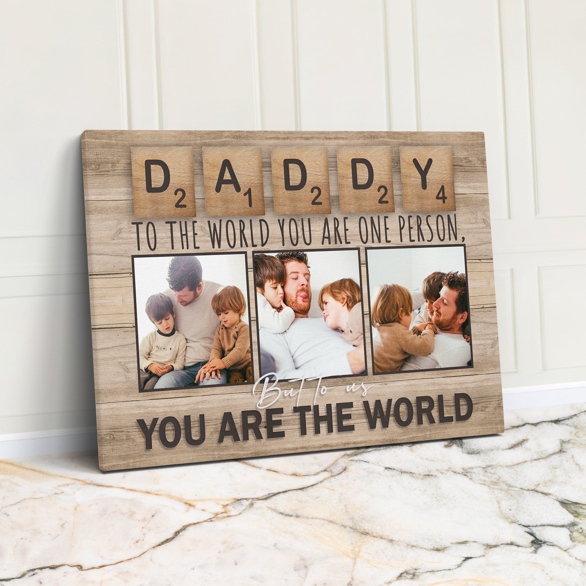 Personalized Daddy Canvas Art with Photos and Heartfelt Message - Custom Gift for Father's Day, Birthday, or New Dad - Image 1