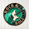 Personalized Rock & Roll Metal Sign - Custom Green Guitar Wall Art for Music Lovers - Image 1