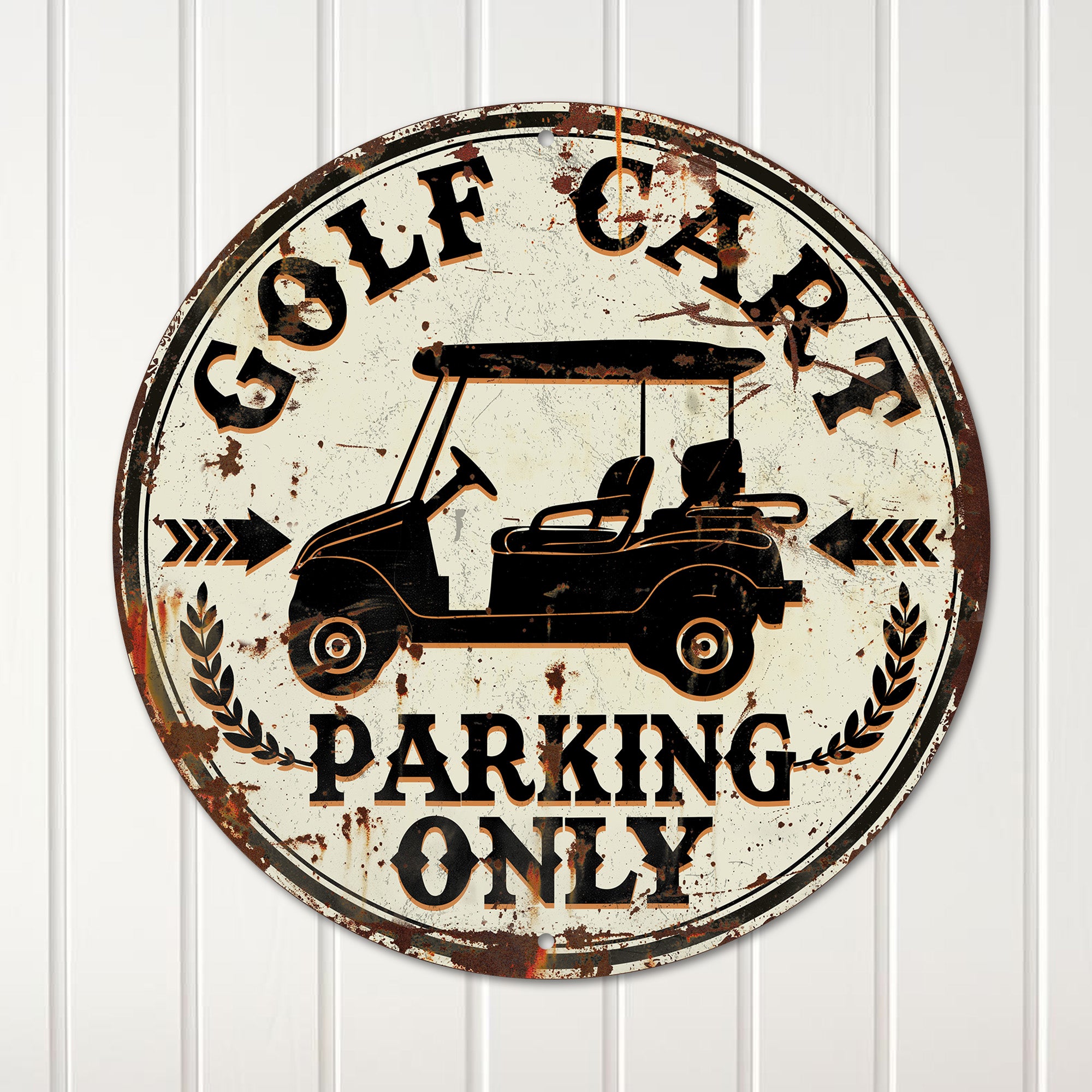 Personalized Vintage-Style Metal Sign for Golf Cart Lovers – Customizable Parking Only Plaque - Image 1
