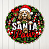 Personalized Santa Paws Round Metal Sign – Custom Christmas Decor for Dog Lovers, Handmade and Unique Gift Idea - Image 1