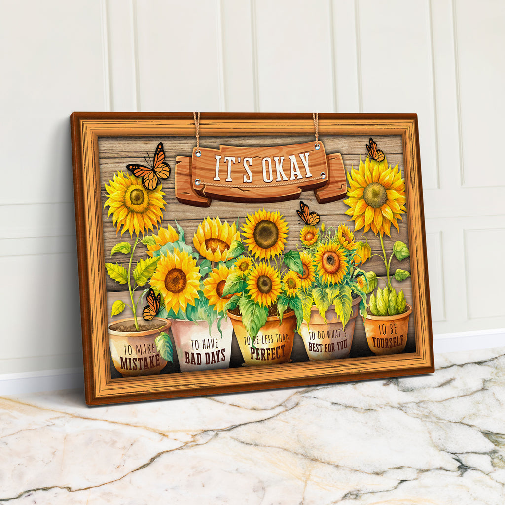 Personalized Sunflower Inspirational Canvas Wall Art - Handmade Motivational Gift for Home Decor - Image 1