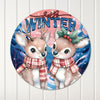 Personalized "Hello Winter" Round Metal Sign – Charming Deer Design with Customizable Seasonal Decor for Heartwarming Gifts - Image 1