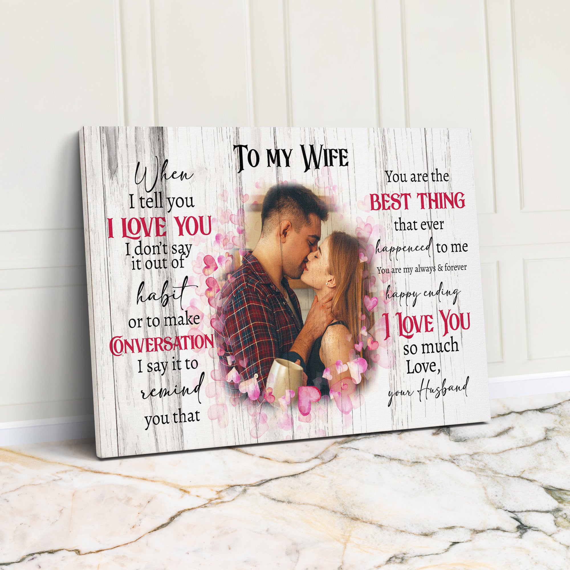 Personalized Romantic Wrapped Canvas Wall Art for Wife - Heartfelt Love Letter Design, Ideal Anniversary Gift with Custom Options - Image 1
