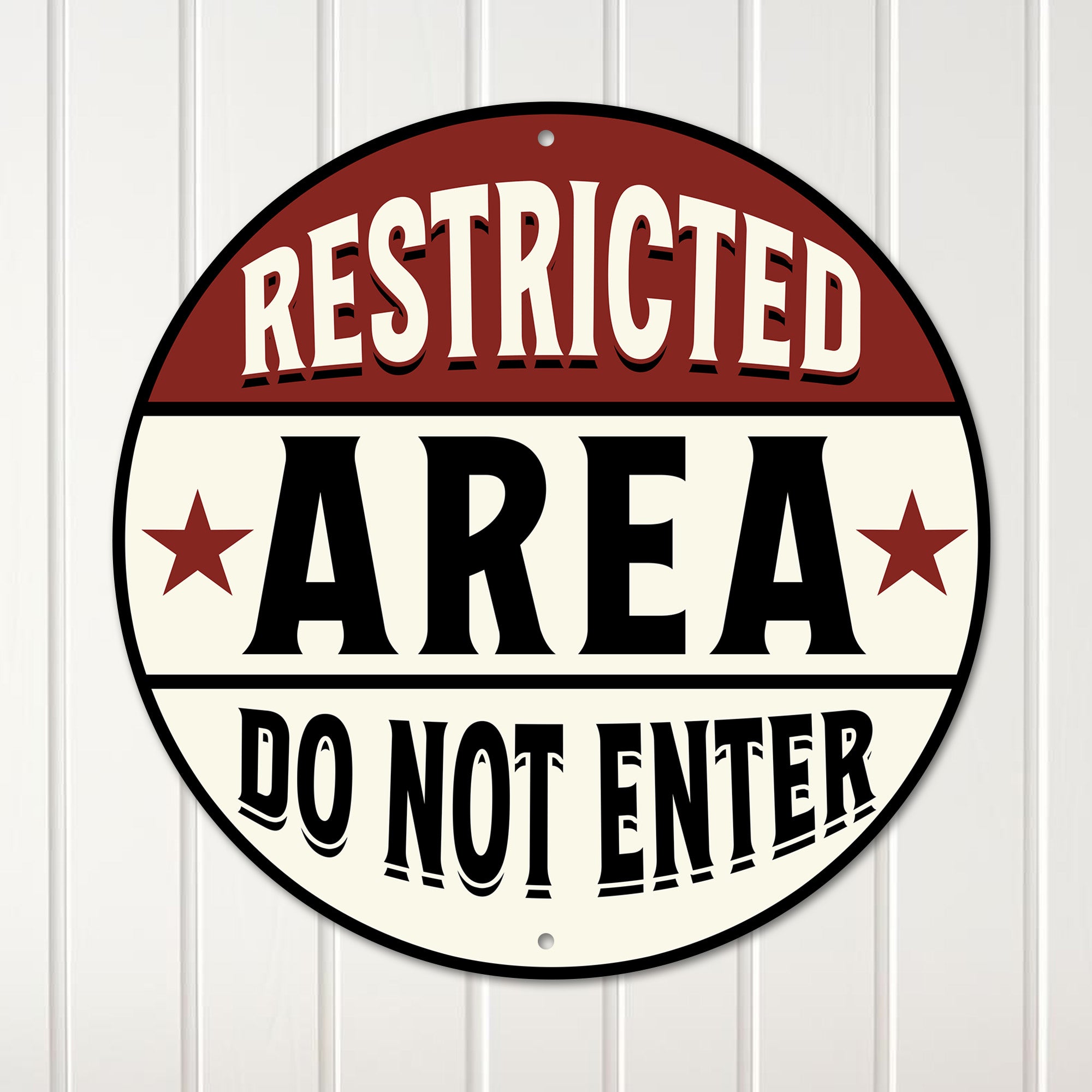 Custom "Restricted Area" Round Metal Sign – Personalized Handmade Decor for Indoor & Outdoor Spaces - Image 1