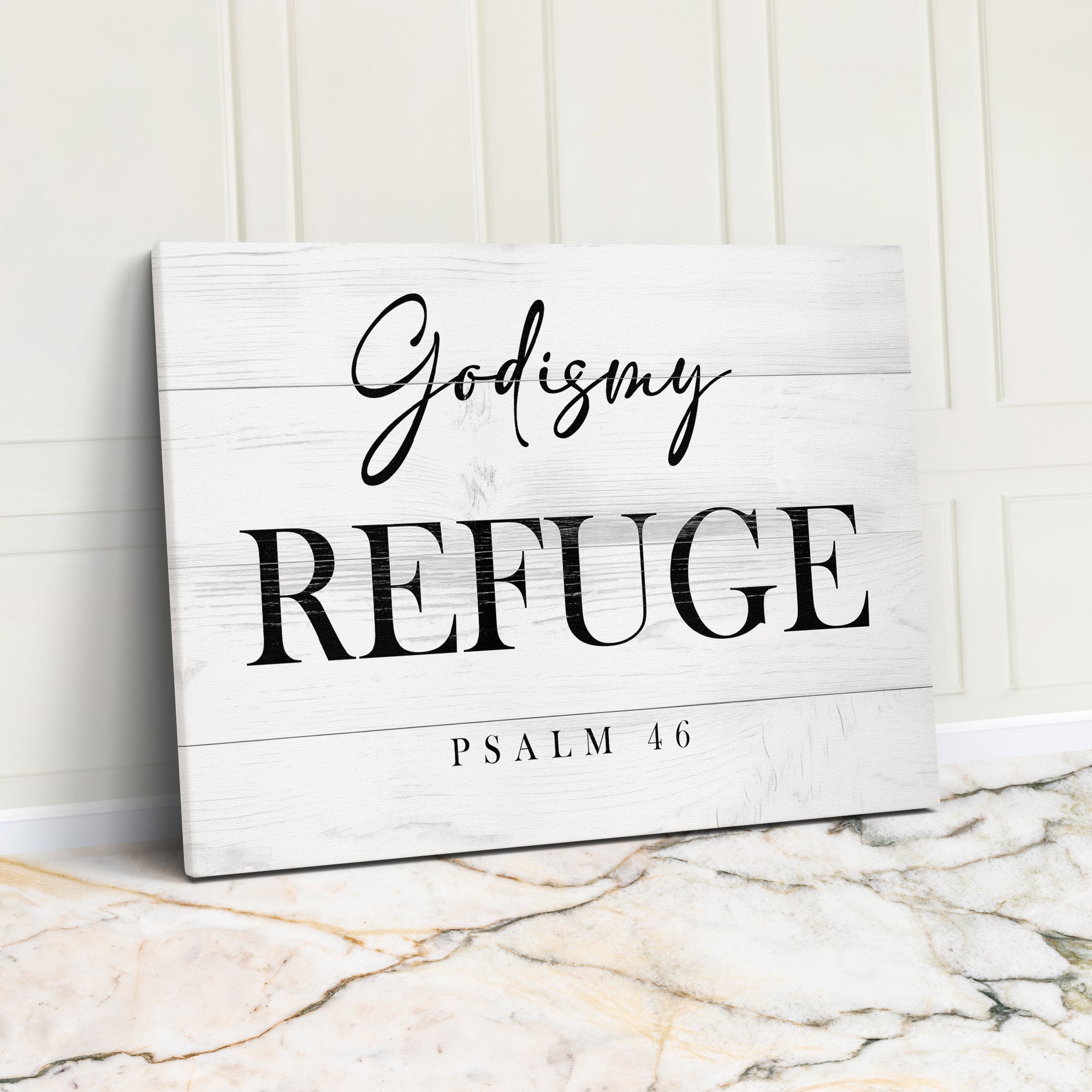 Personalized "God is My Refuge" Wrapped Canvas - Handcrafted Wall Art with Psalm 46, Perfect Inspirational Gift - Image 1