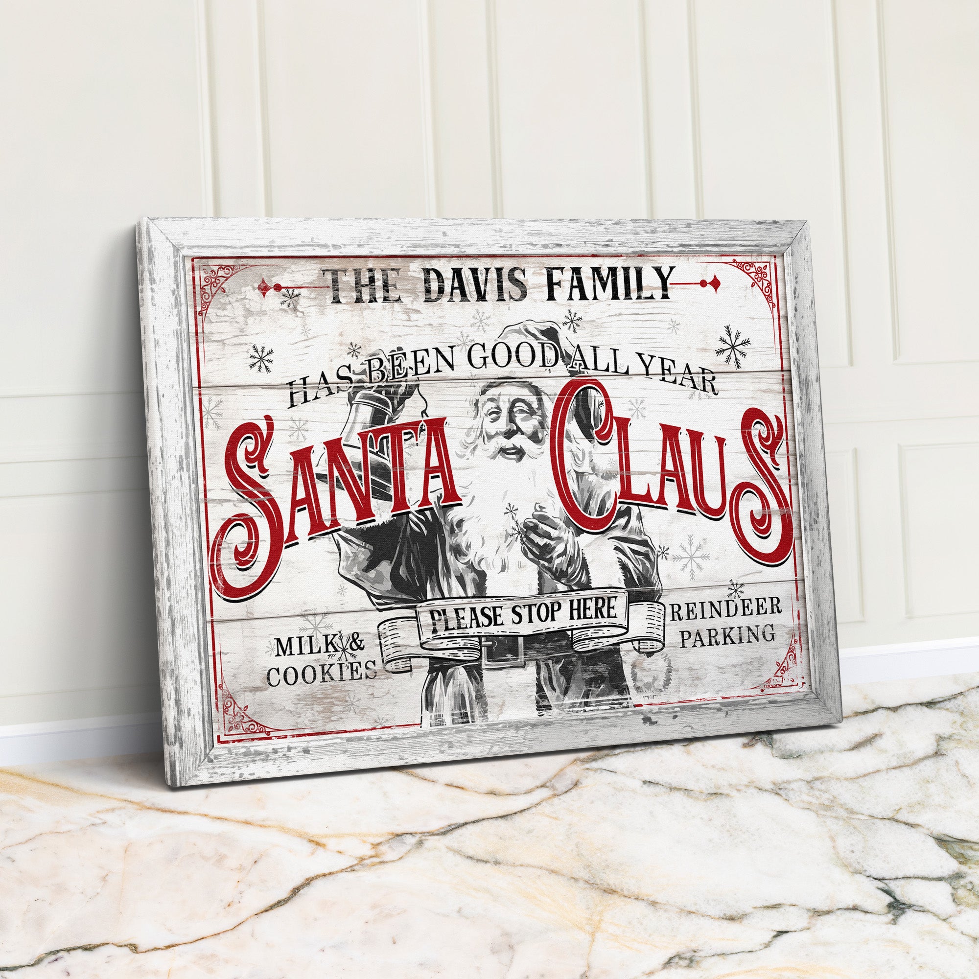 Personalized Rustic Santa Claus Family Christmas Sign – Custom Wrapped Canvas for Holiday Cheer and Gift-Giving - Image 1