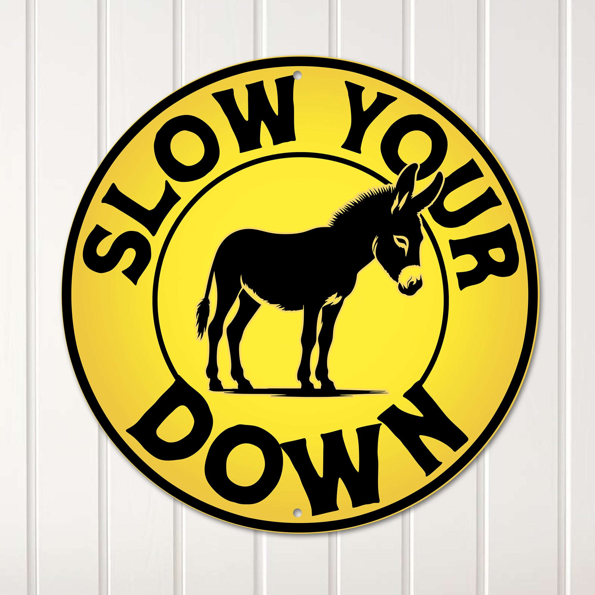 Personalized Yellow Donkey-Themed Metal Sign with Custom Text – Rustic Wall Art for Home and Farmhouse Décor - Image 1