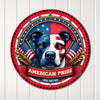 Personalized American Pride Round Metal Sign - Custom Flag Dog Decor for Patriotic Enthusiasts - Image 1
