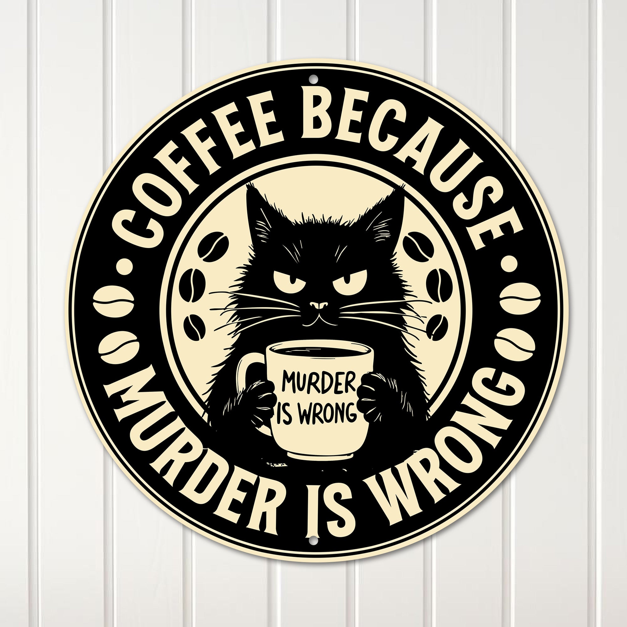 Quirky Cat Coffee Metal Sign - Perfect Personalized Gift for Coffee Lovers & Cat Enthusiasts - Image 1