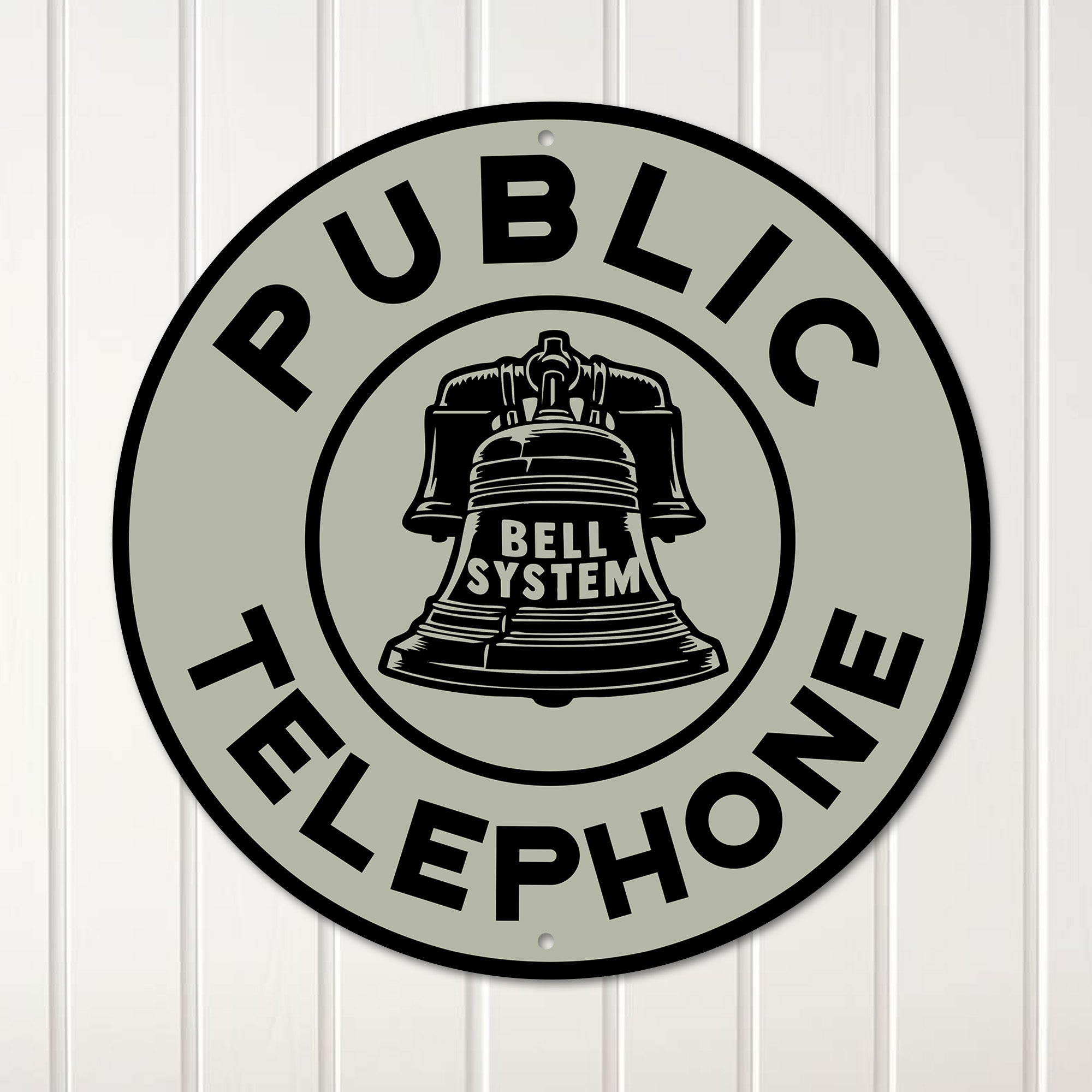 Personalized Vintage Bell System Metal Sign - Customizable Retro Public Telephone Decor for Gift-Giving Occasions - Image 1