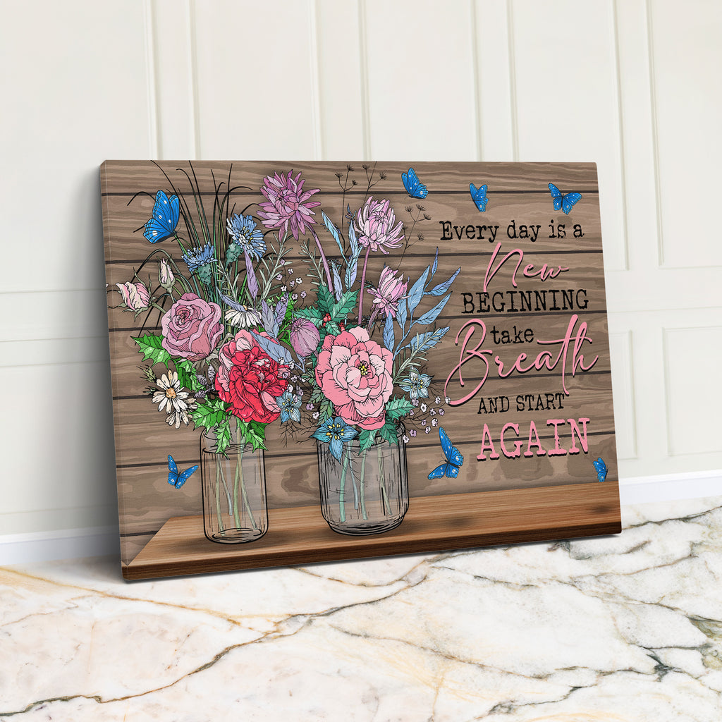 Personalized Floral & Inspirational Quote Wrapped Canvas - Handmade Art for Home Décor & Gift-Giving, Perfect for New Beginnings - Image 1