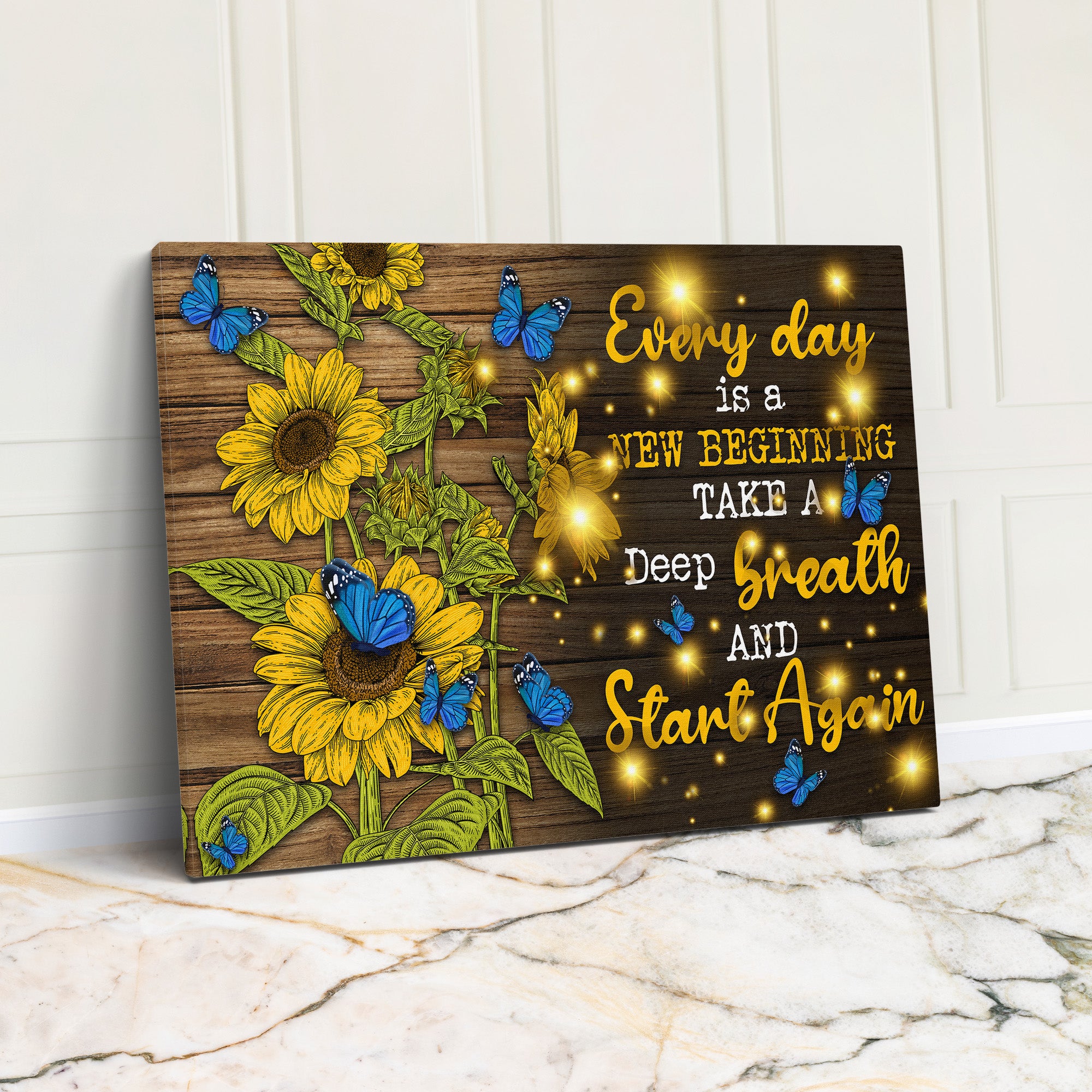 Personalized Inspirational Sunflower and Butterfly Wrapped Canvas - Custom Home Decor for Uplifting Gifts - Image 1