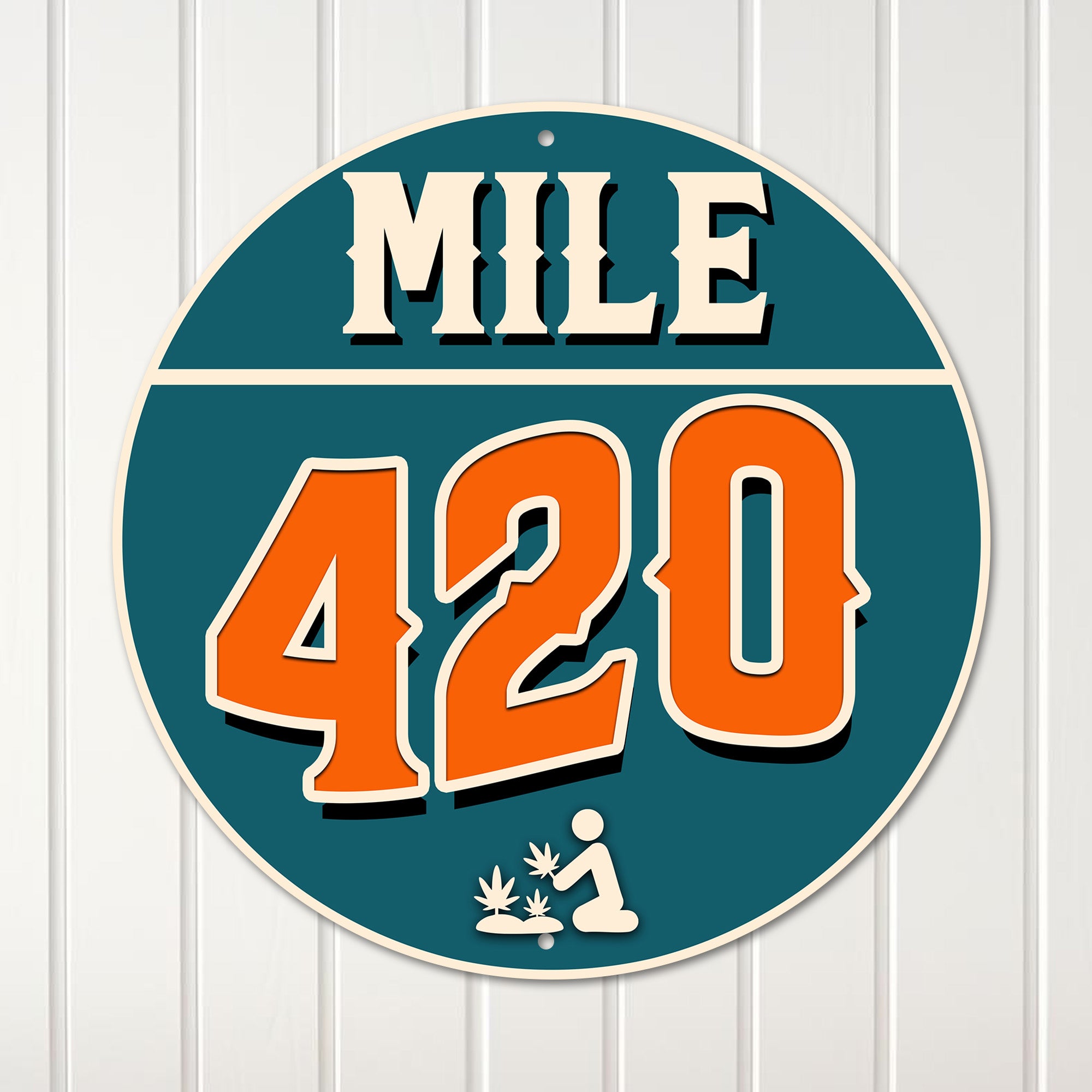 Customizable Mile 420 Round Metal Sign - Playful Decorative Art for Home or Gift, Perfect for Cannabis Enthusiasts - Image 1