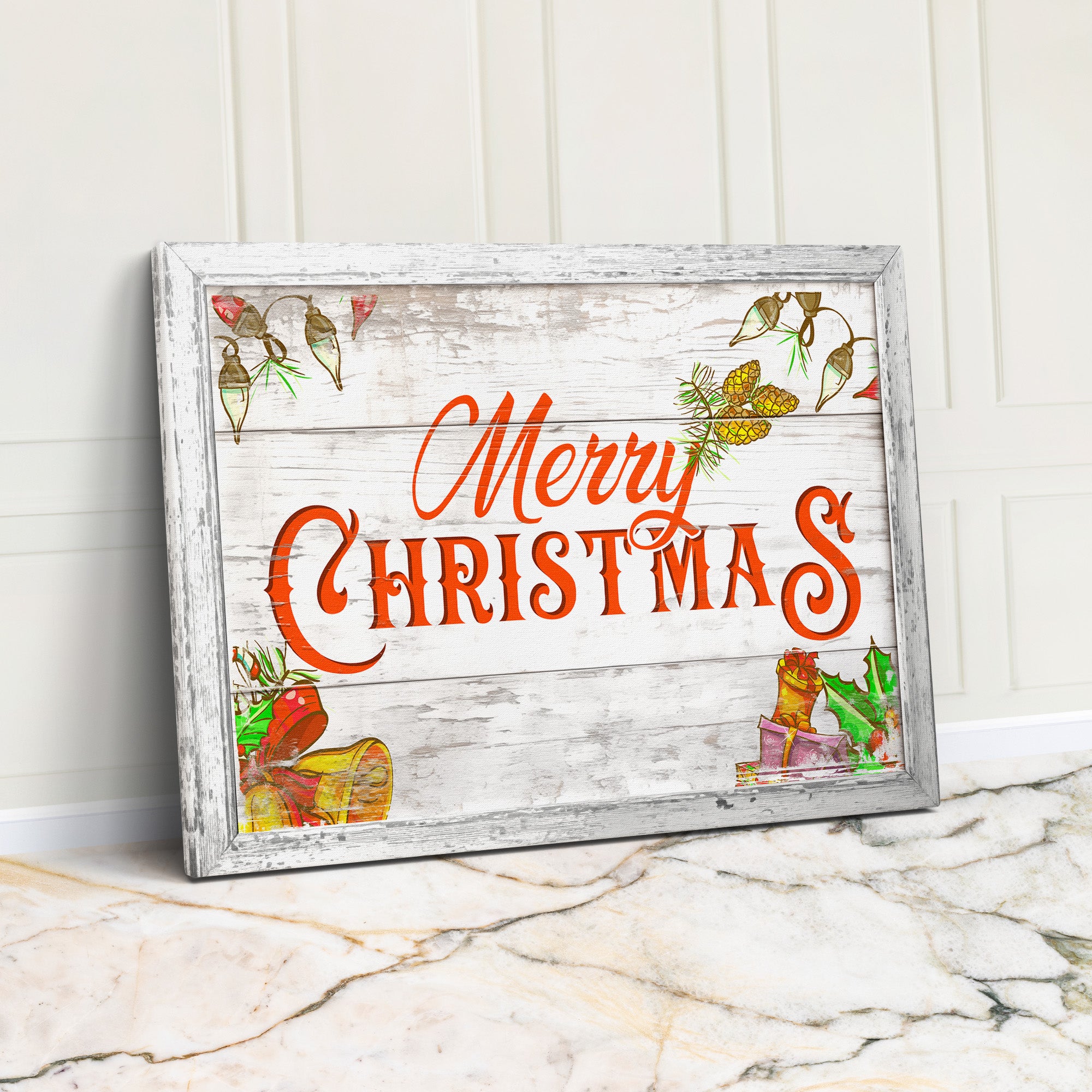 Personalized Rustic Christmas Wall Art: Handmade Wrapped Canvas with Holiday Greetings – Perfect for Gift-Giving - Image 1