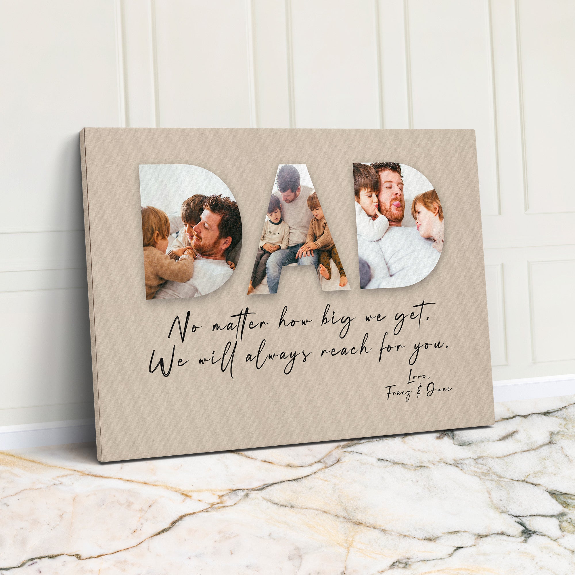 Personalized "Dad" Photo Collage Canvas with Heartfelt Message - Perfect Gift for Father's Day, Birthdays, or Special Occasions - Image 1