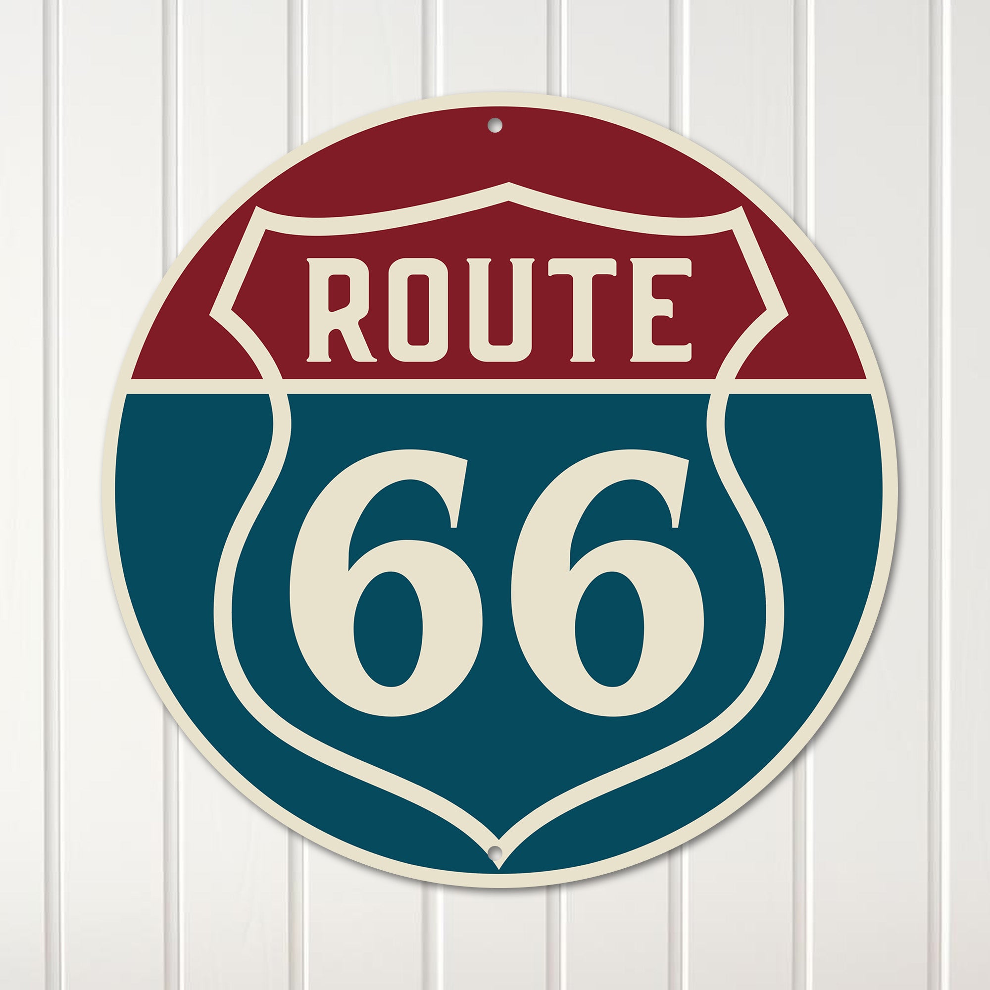 Personalized Round Route 66 Metal Sign - Customizable Wall Decor for Vintage Enthusiasts & Thoughtful Gifts - Image 1