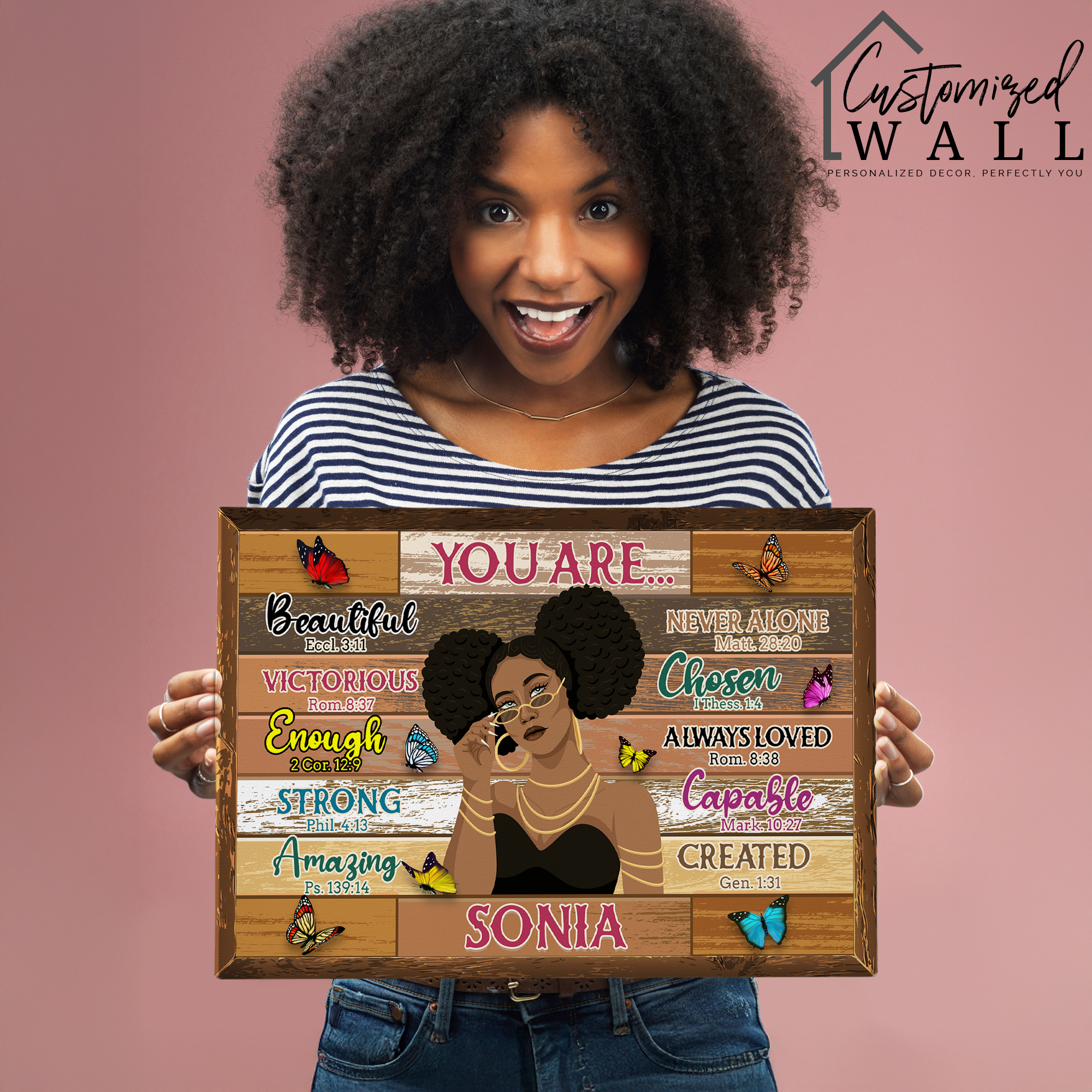 Personalized Inspirational Wrapped Canvas Wall Art - Custom Name & Bible Verses - Perfect Handmade Gift for Her - Image 2