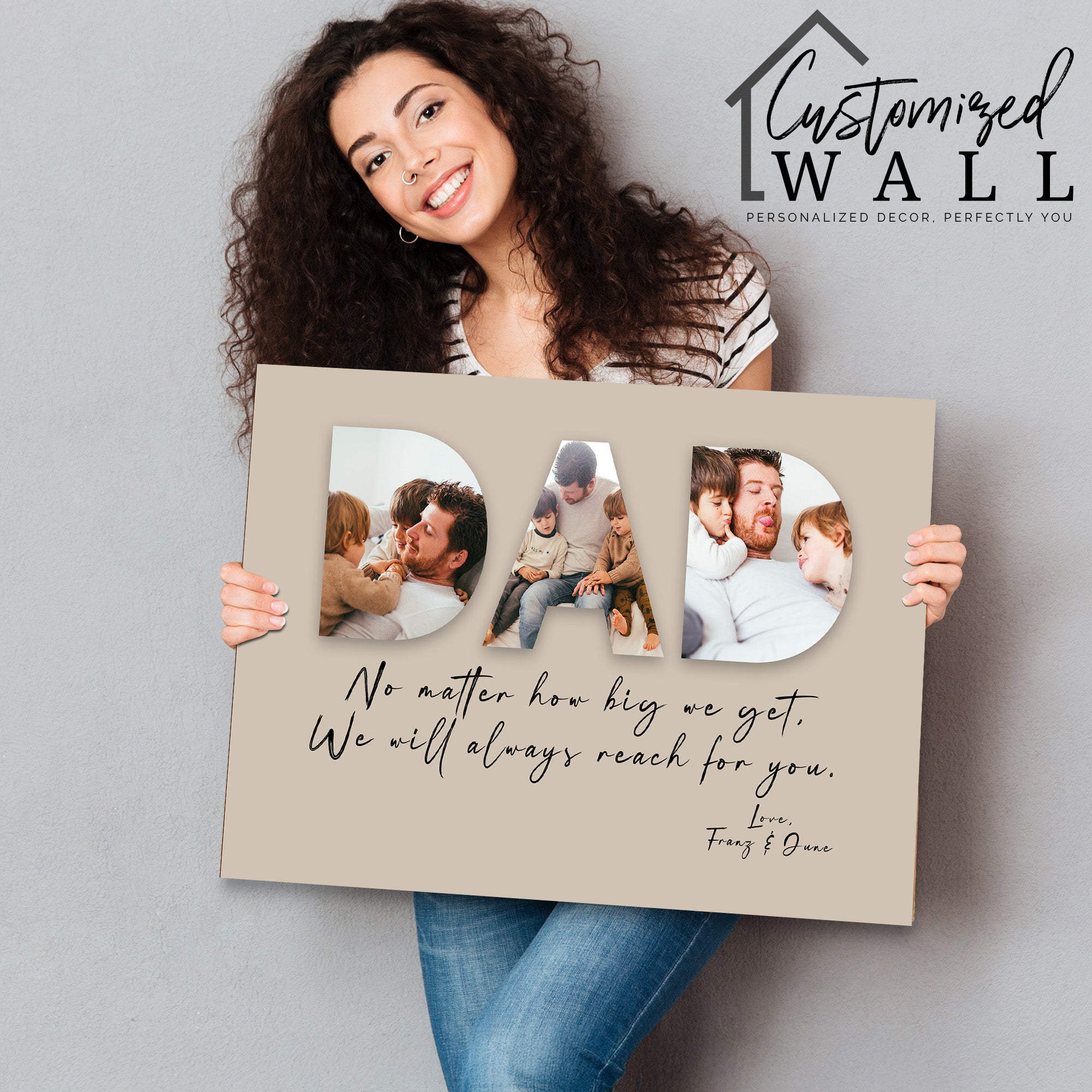 Personalized "Dad" Photo Collage Canvas with Heartfelt Message - Perfect Gift for Father's Day, Birthdays, or Special Occasions - Image 2